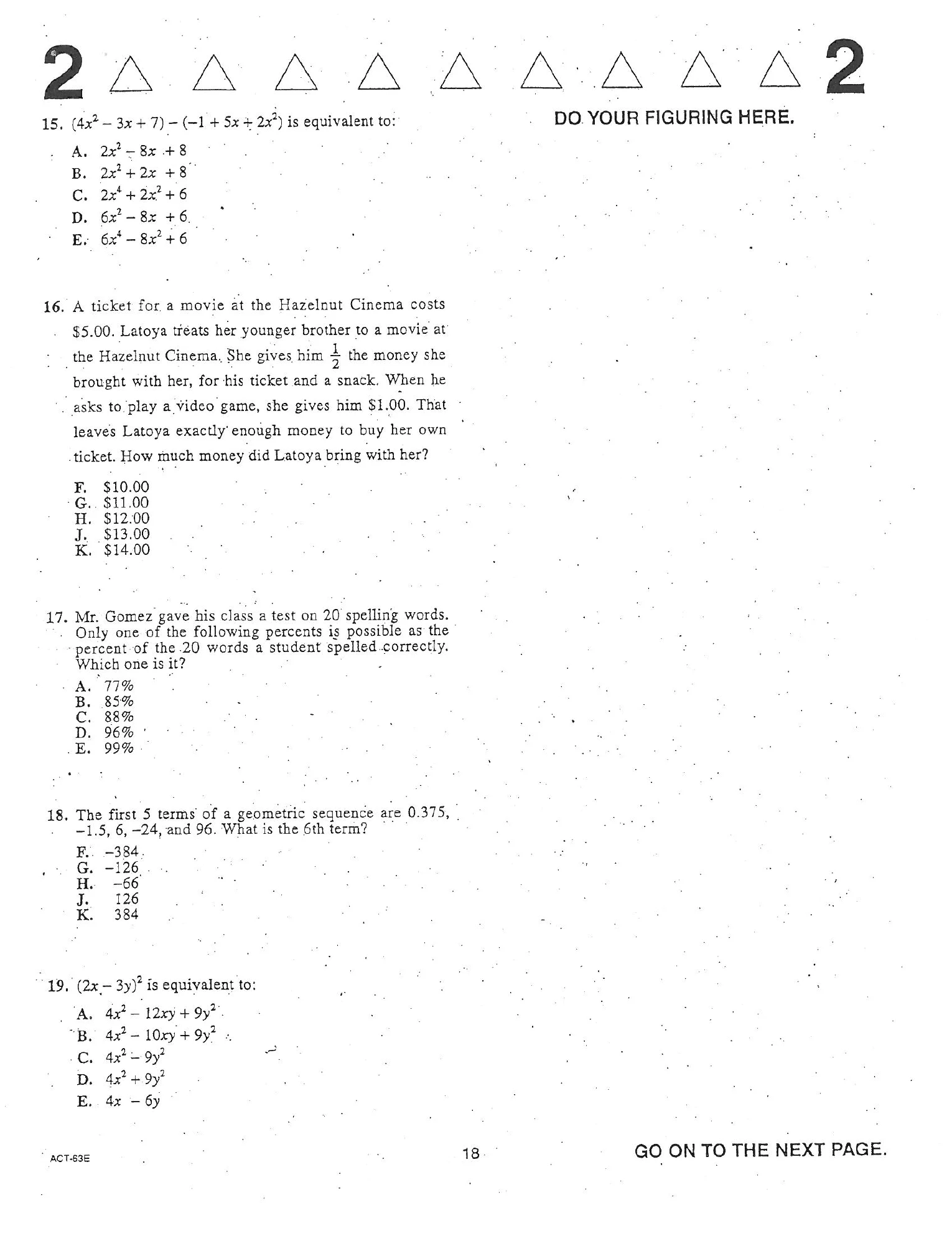 Source page for act-april-2006-form-63e-math-001