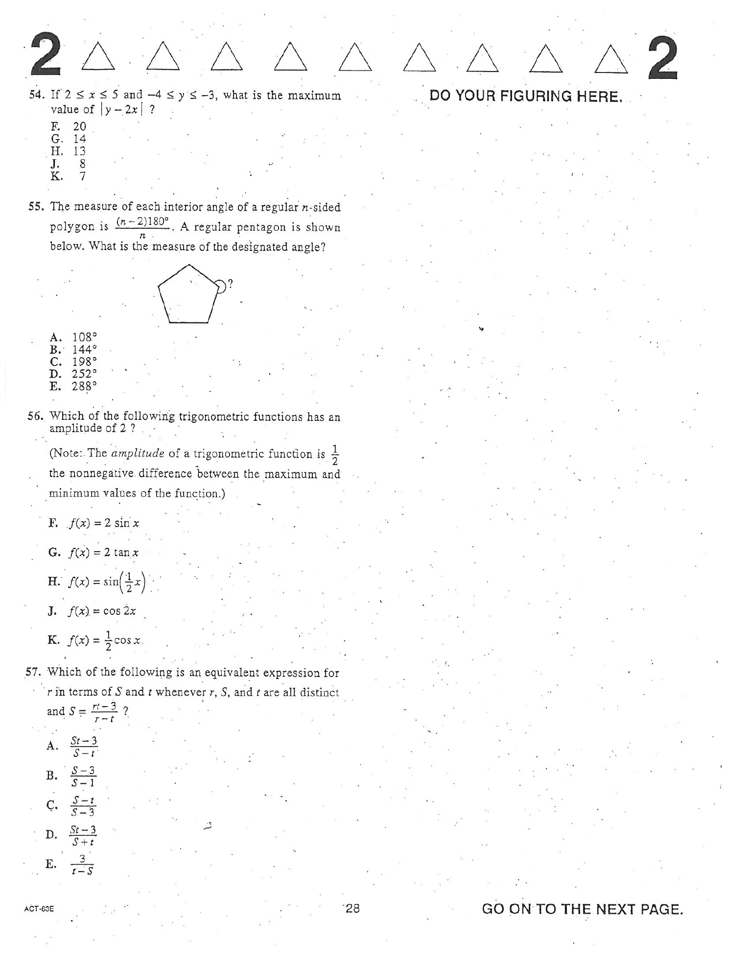 Source page for act-april-2006-form-63e-math-054