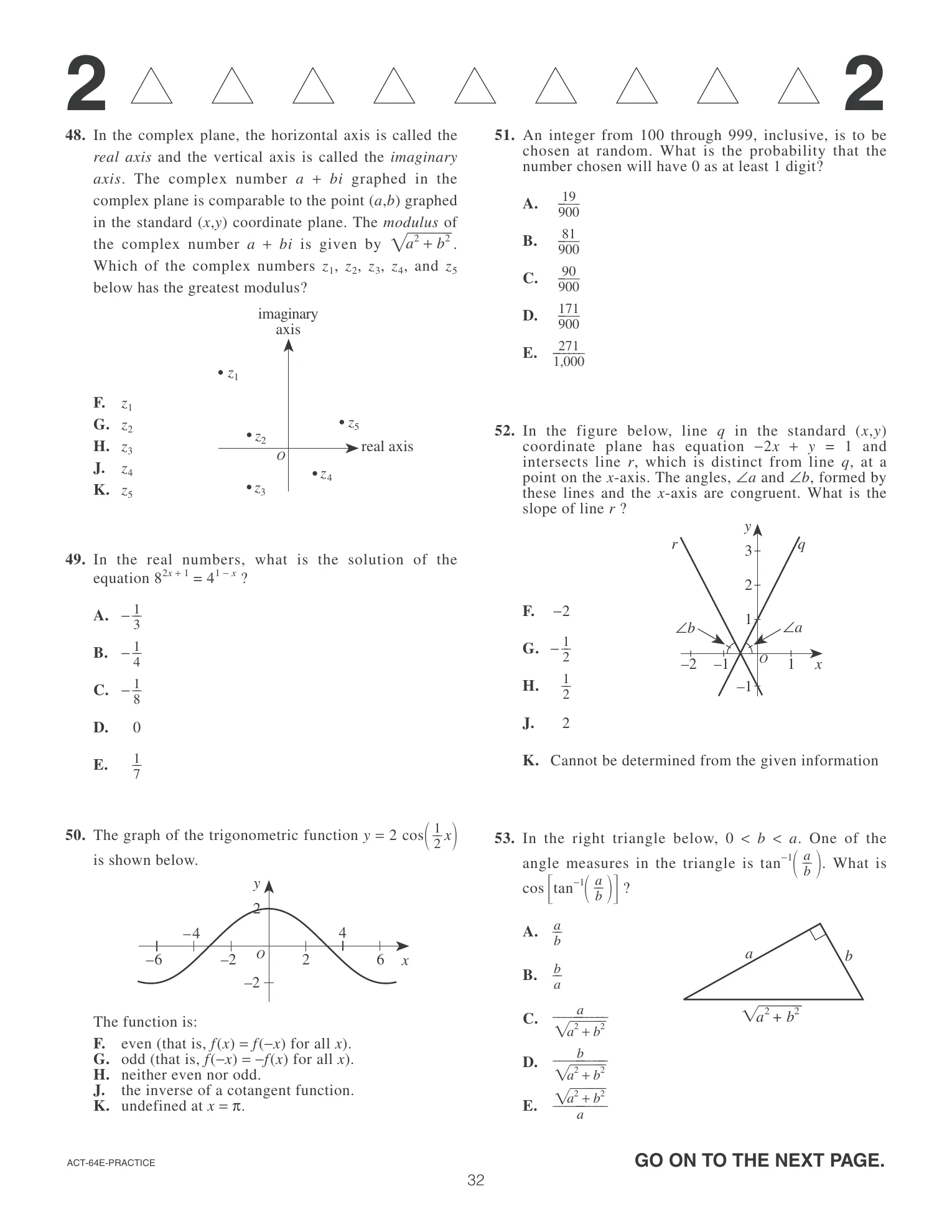 Source page for act-april-2007-form-64e-math-049