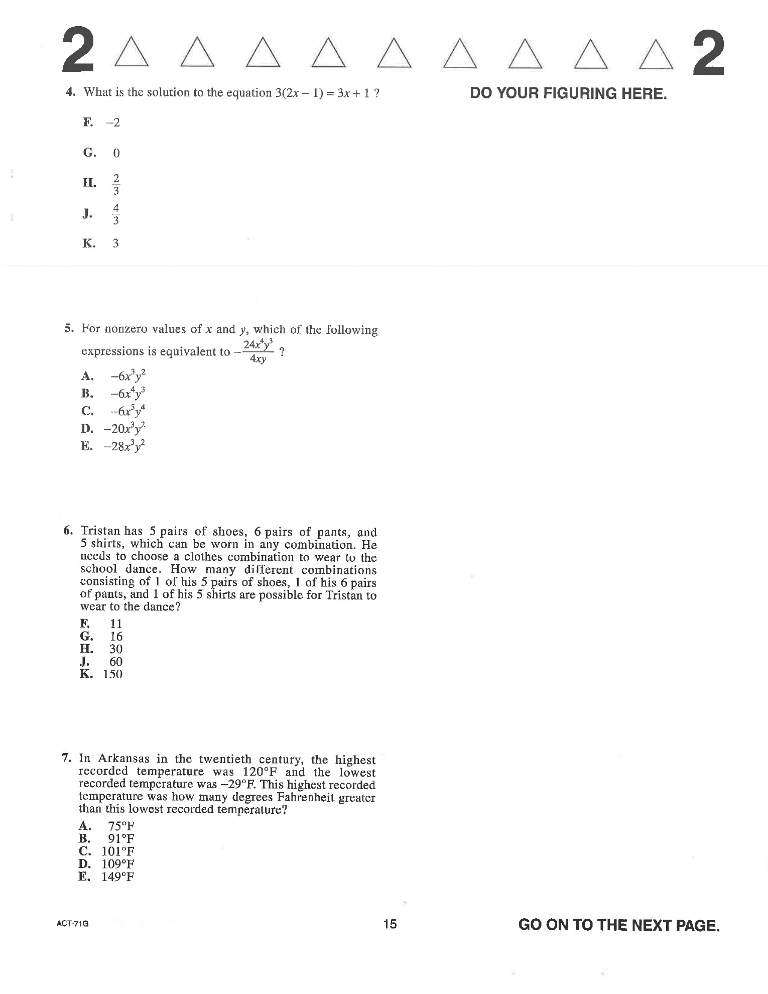 Source page for act-april-2013-form-71g-math-005