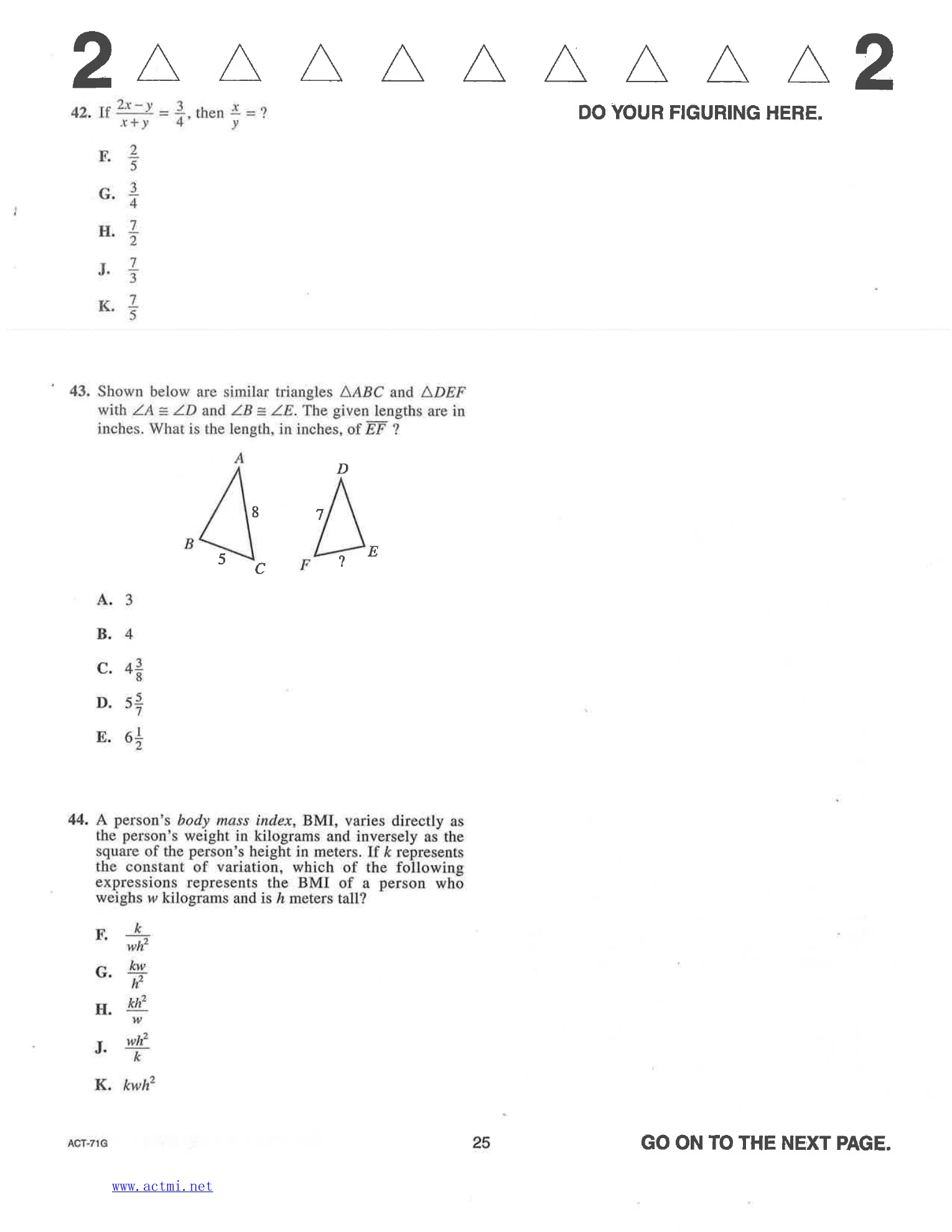 Source page for act-april-2013-form-71g-math-042