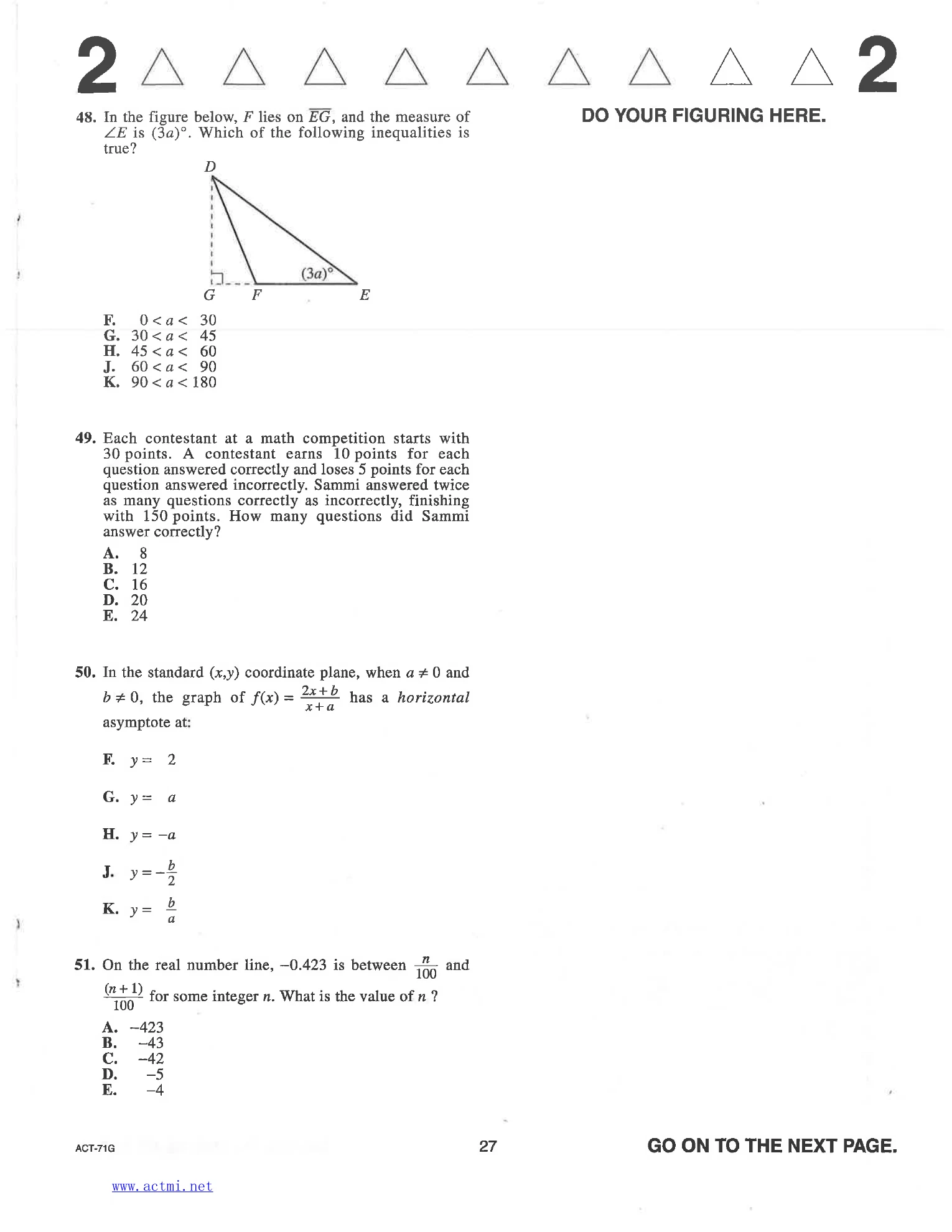 Source page for act-april-2013-form-71g-math-050