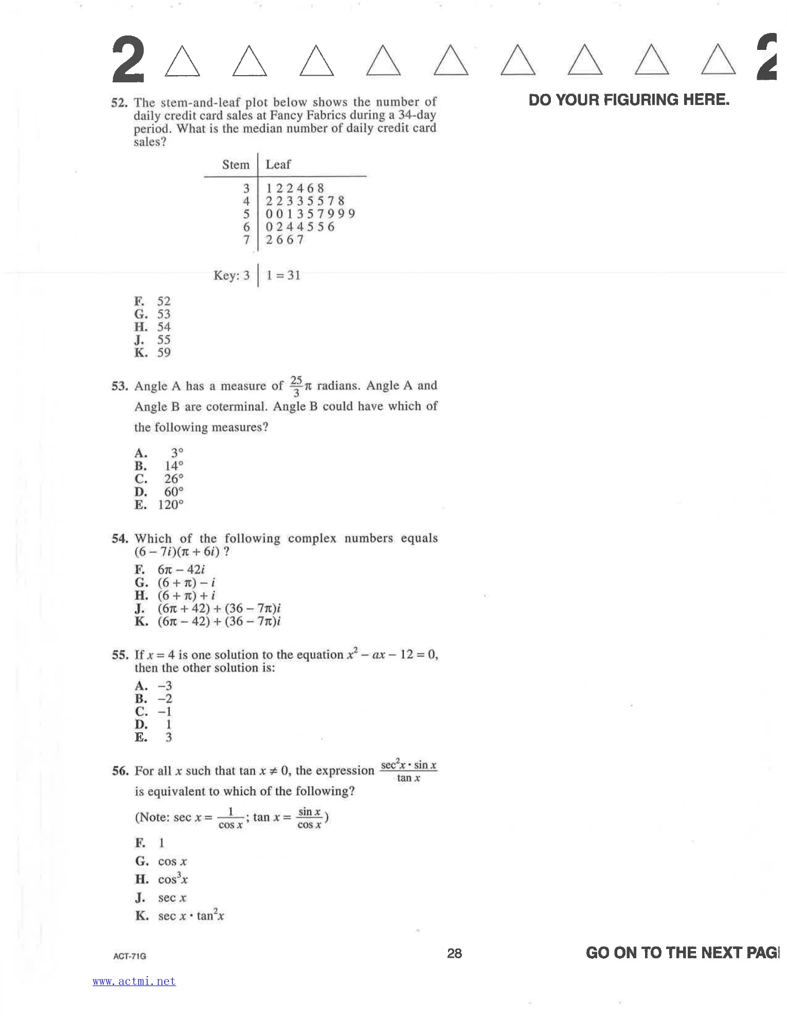 Source page for act-april-2013-form-71g-math-053