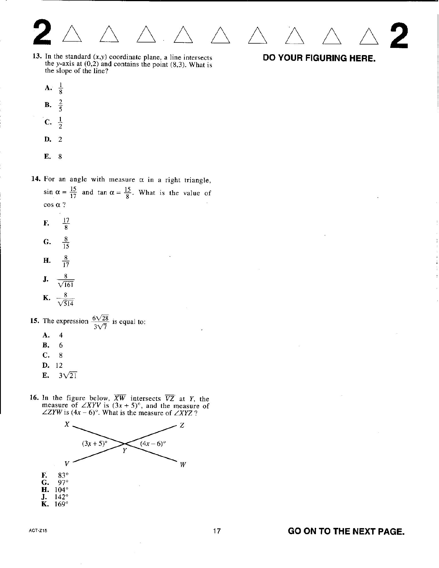 Source page for act-april-2019-form-z15-math-013