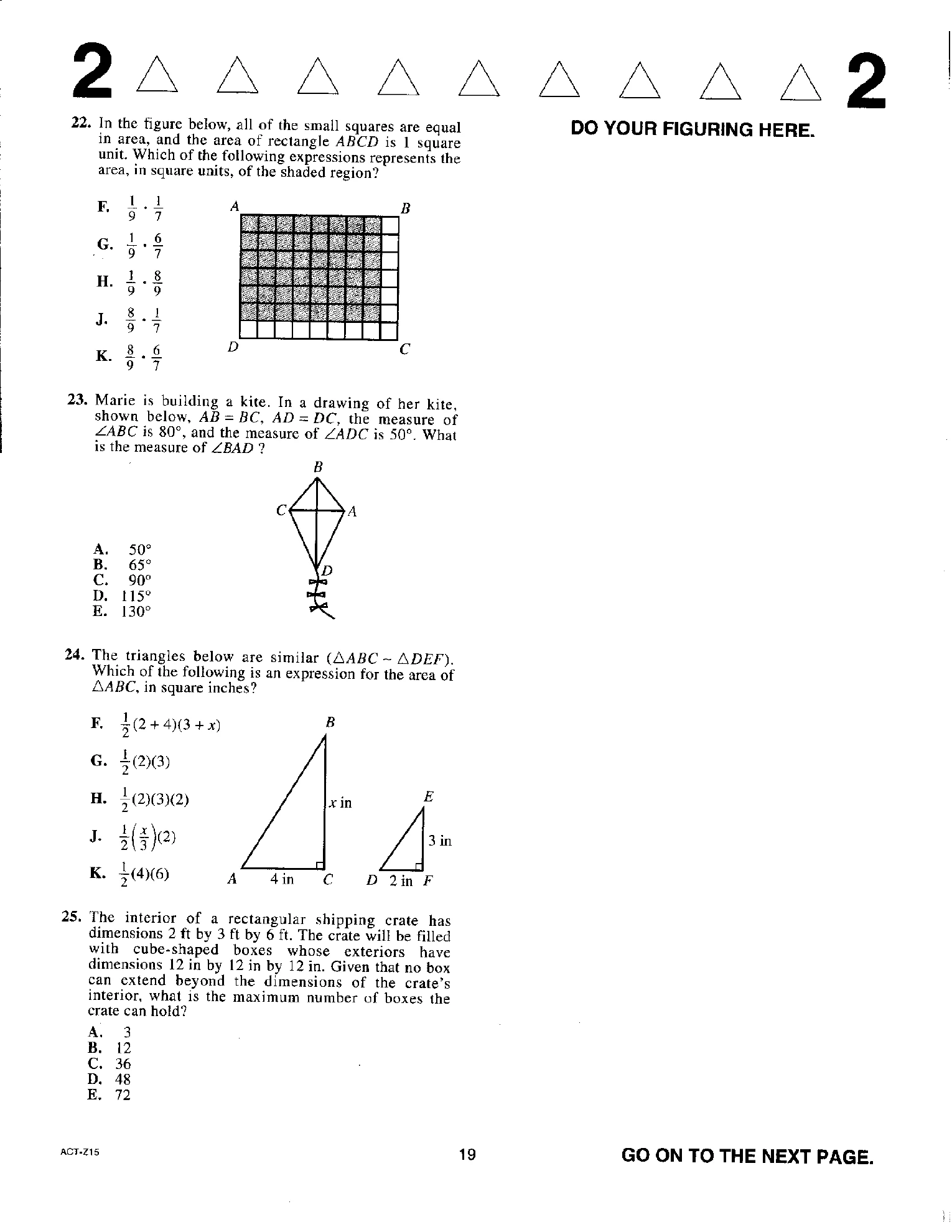 Source page for act-april-2019-form-z15-math-022