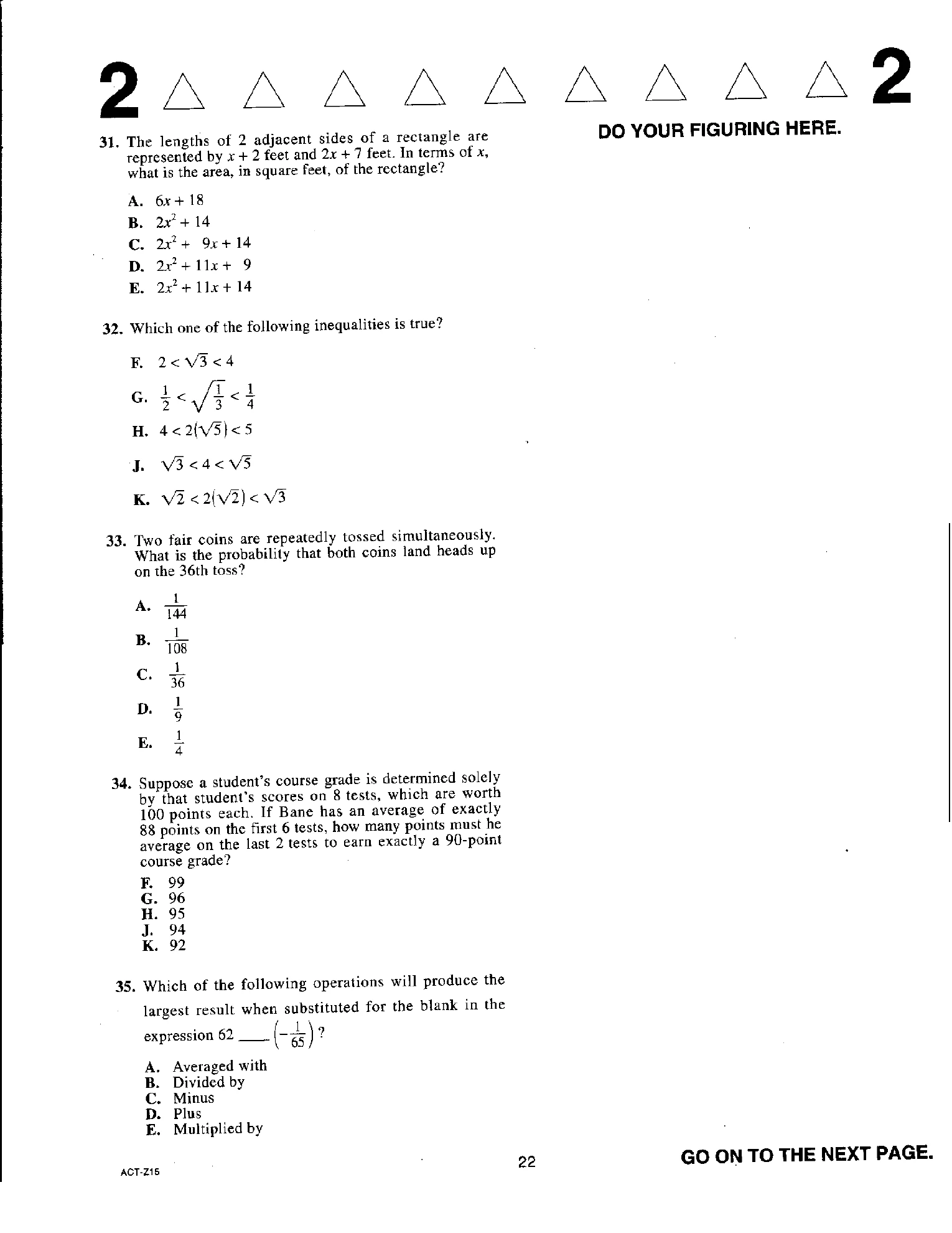 Source page for act-april-2019-form-z15-math-032