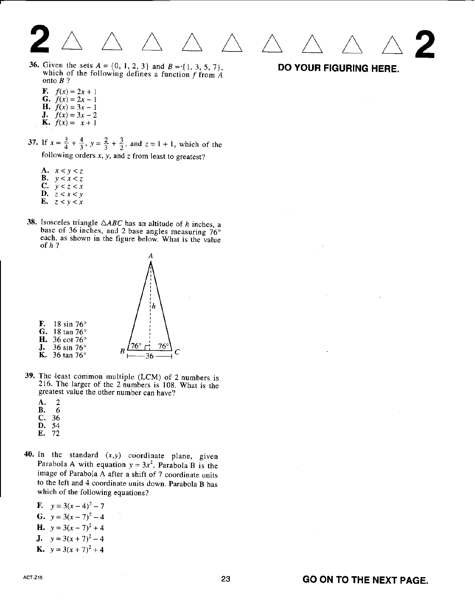 Source page for act-april-2019-form-z15-math-037