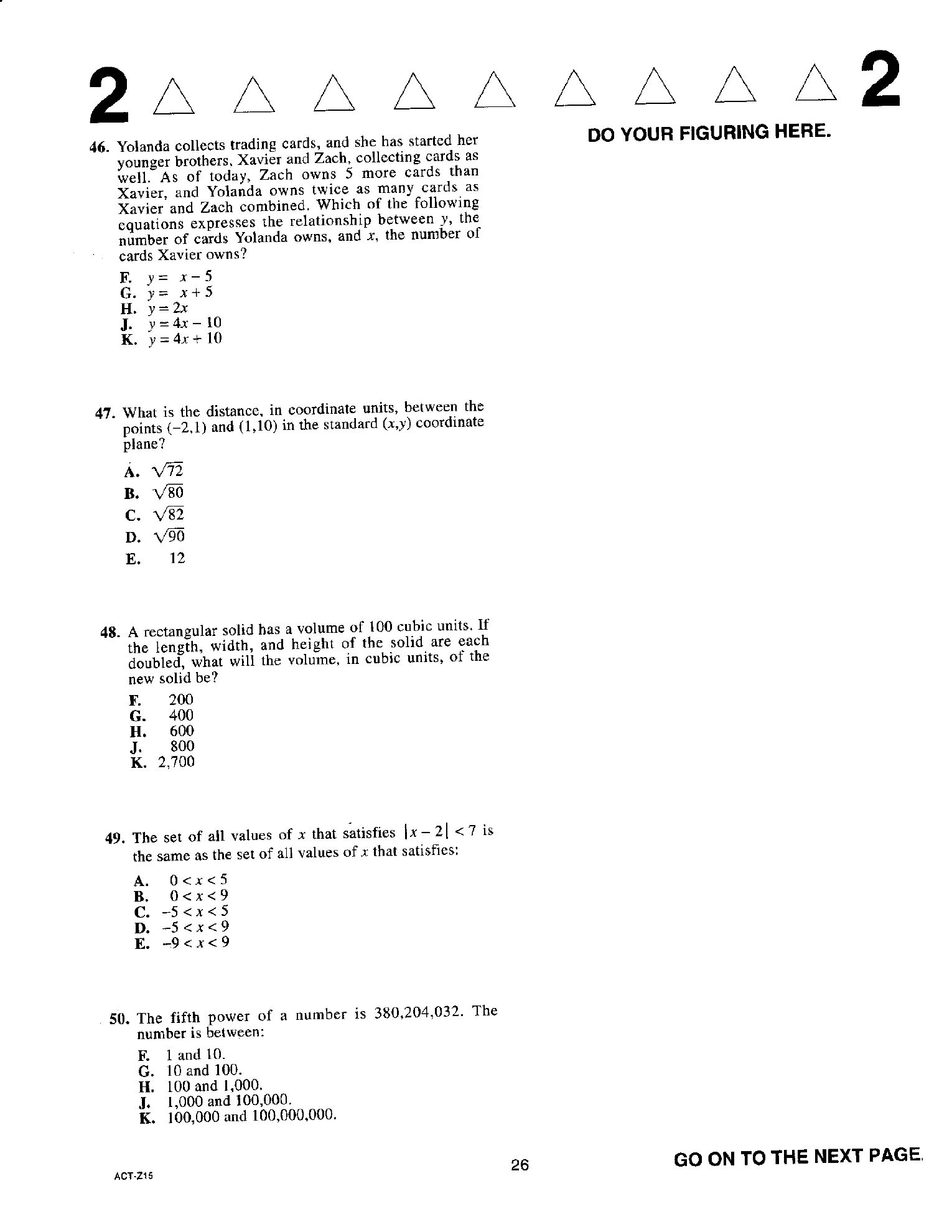 Source page for act-april-2019-form-z15-math-046
