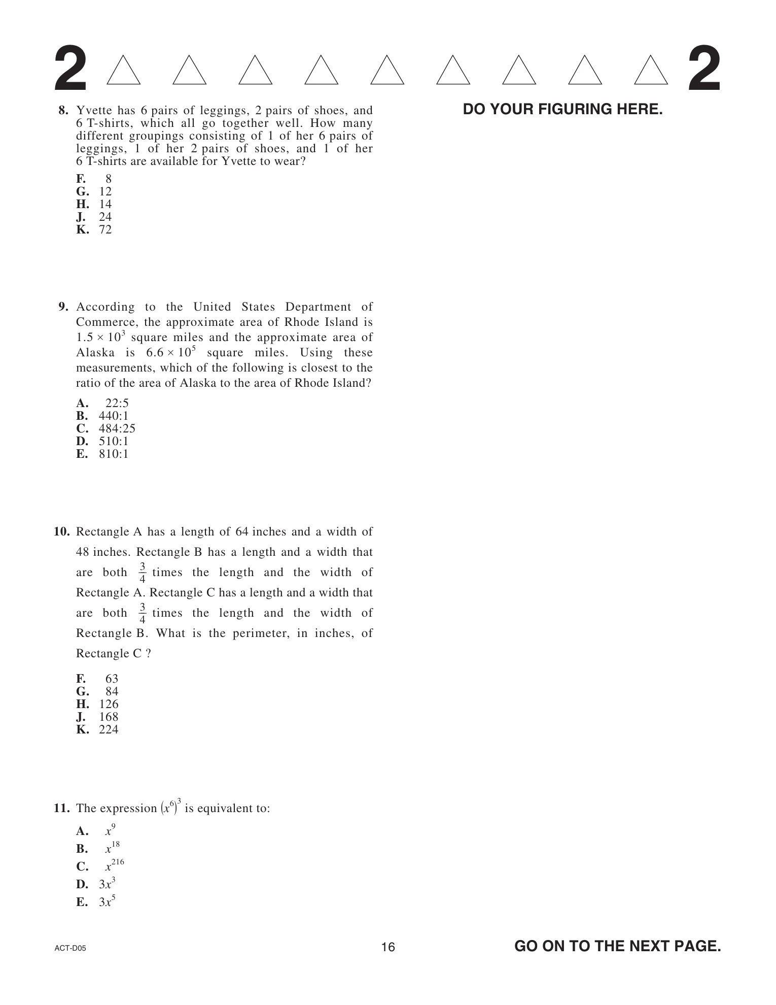 Source page for act-april-2021-form-d05-math-009