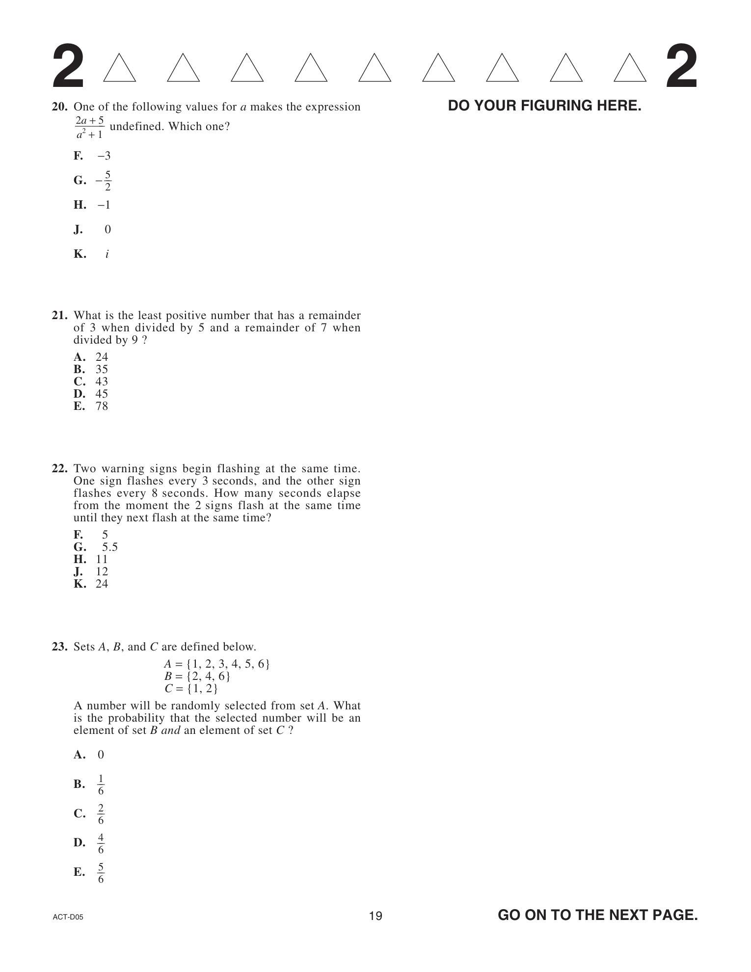 Source page for act-april-2021-form-d05-math-023