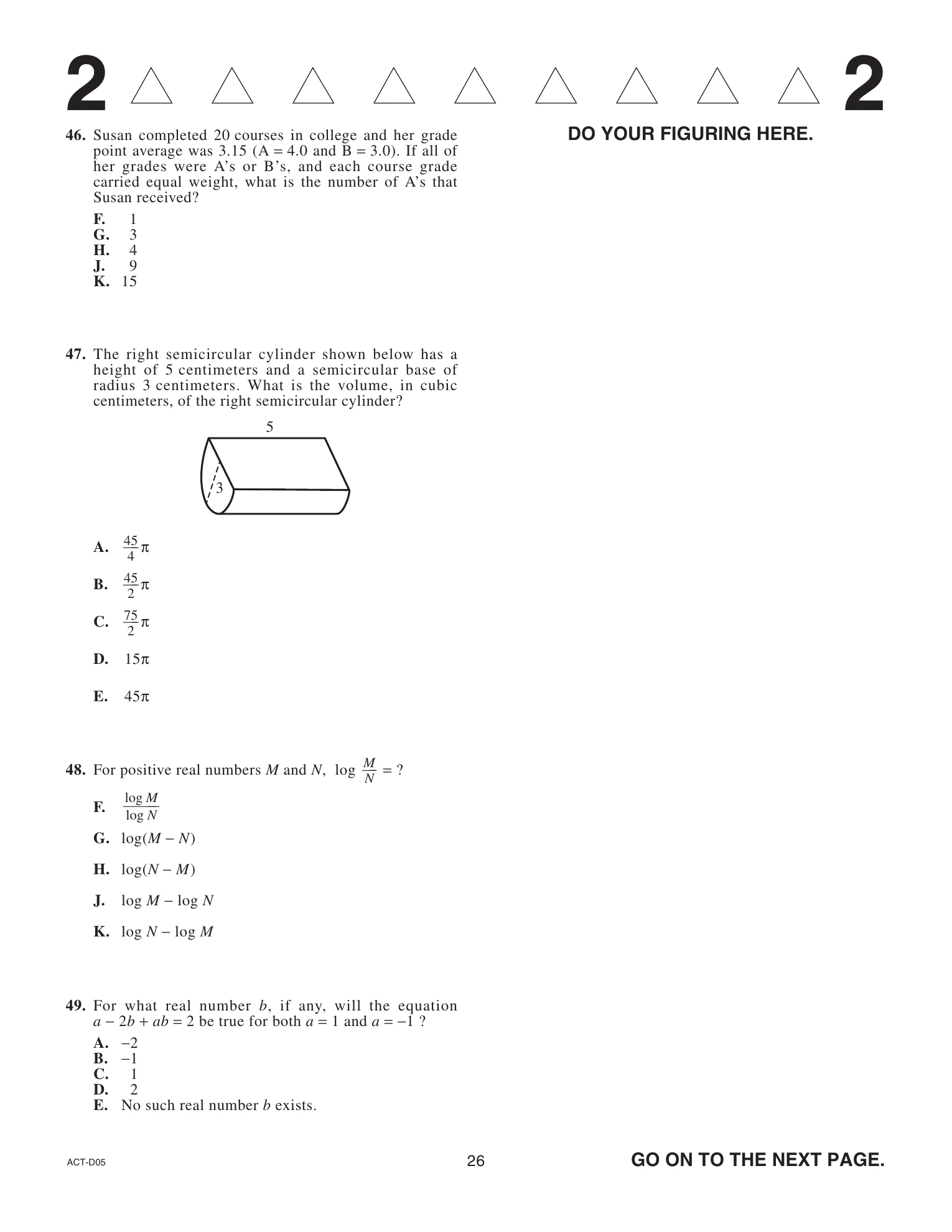 Source page for act-april-2021-form-d05-math-048