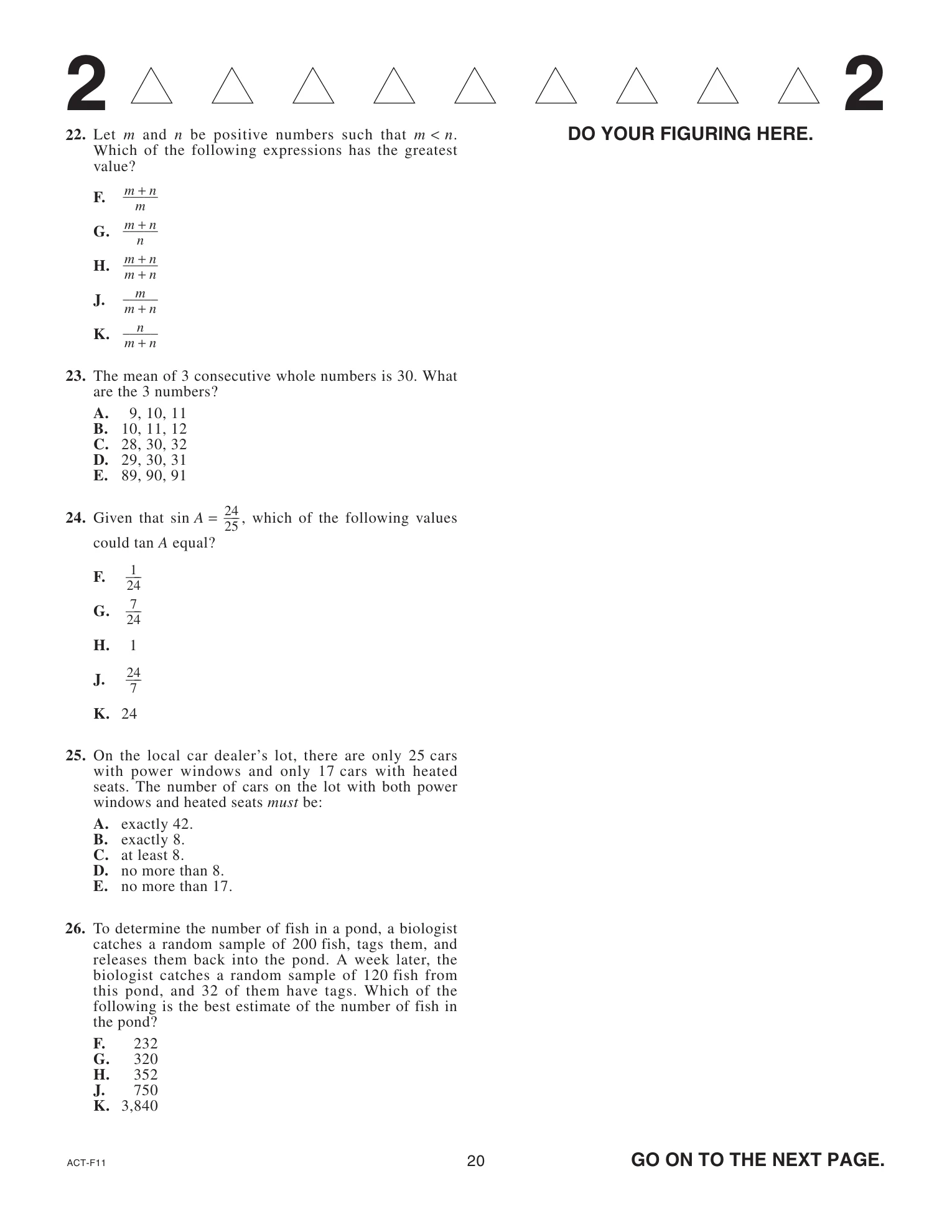Source page for act-april-2023-form-f11-math-022