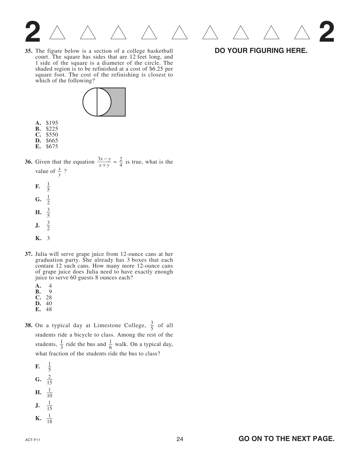 Source page for act-april-2023-form-f11-math-035