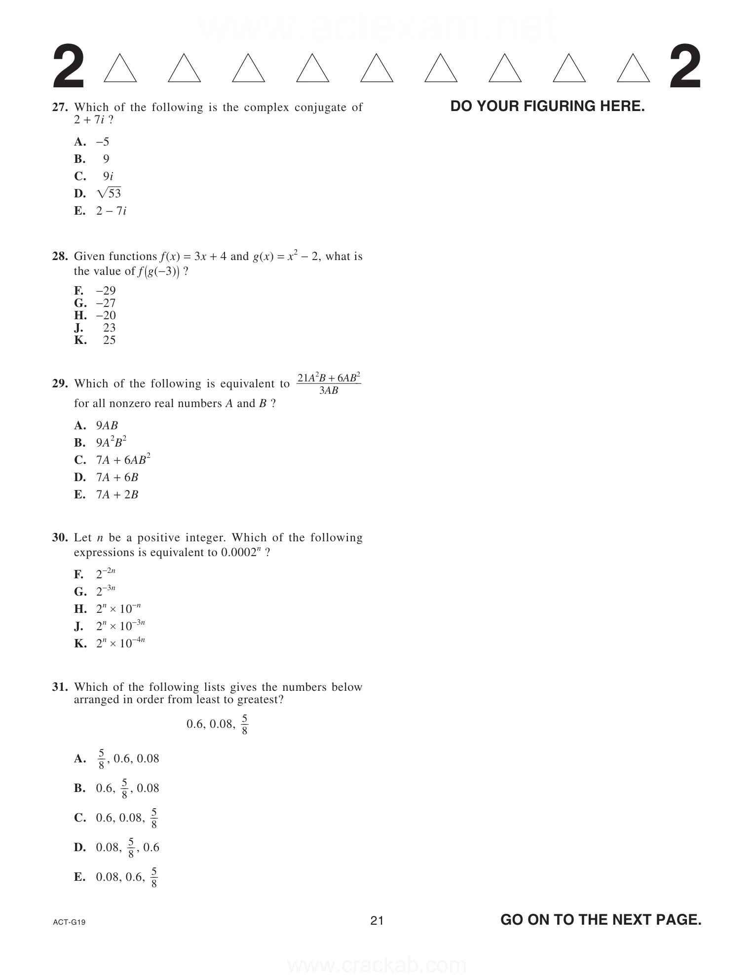 Source page for act-april-2024-form-g19-math-031