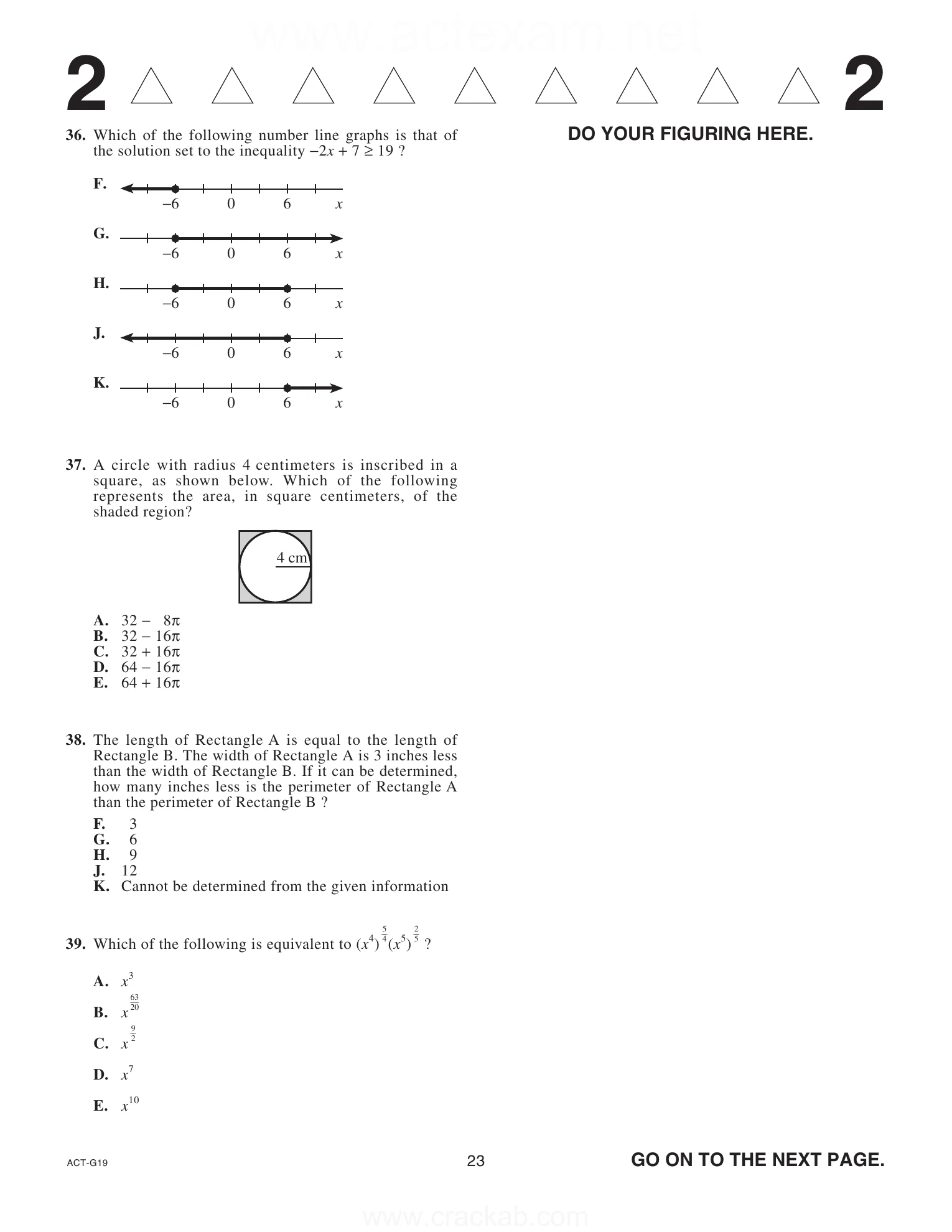 Source page for act-april-2024-form-g19-math-039