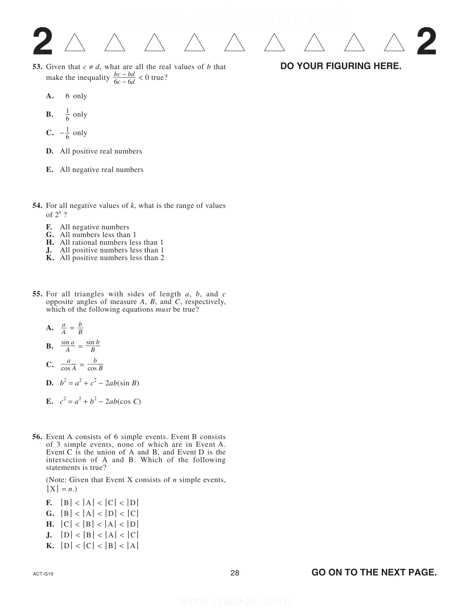 Source page for act-april-2024-form-g19-math-057