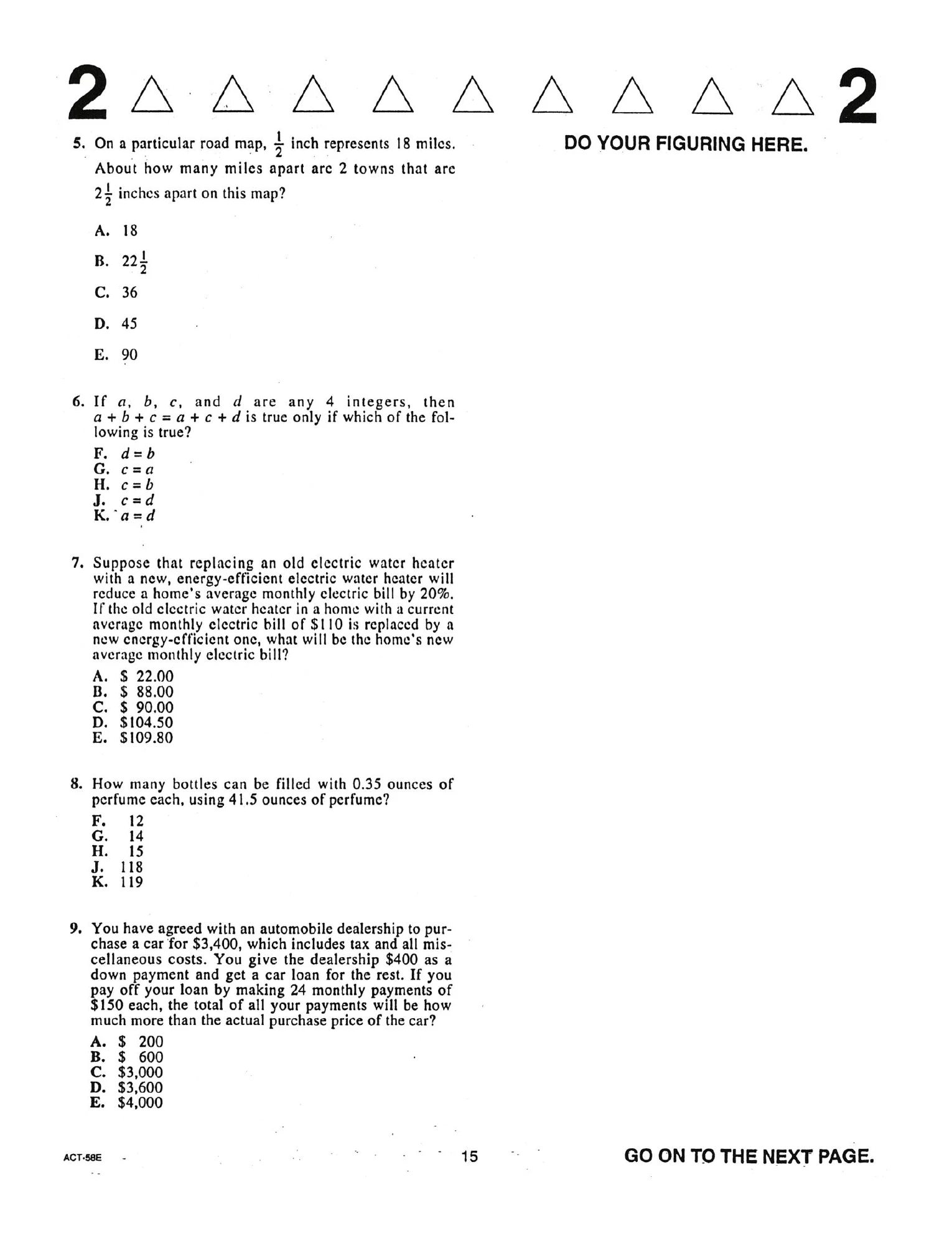 Source page for act-december-2001-form-58e-math-006