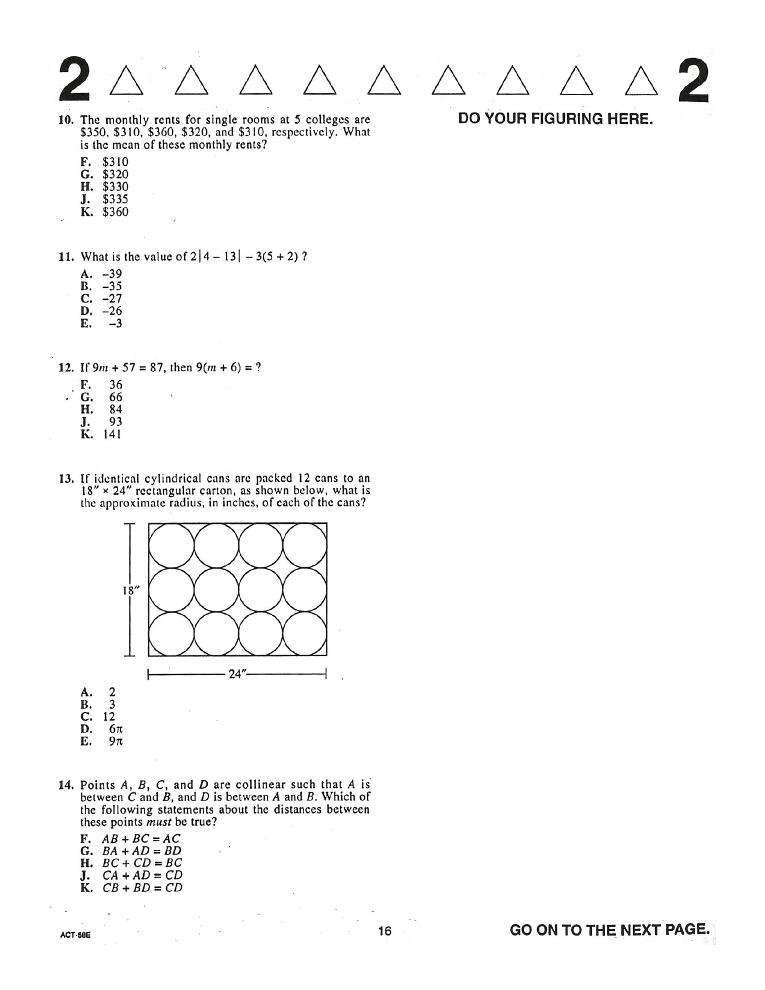 Source page for act-december-2001-form-58e-math-013