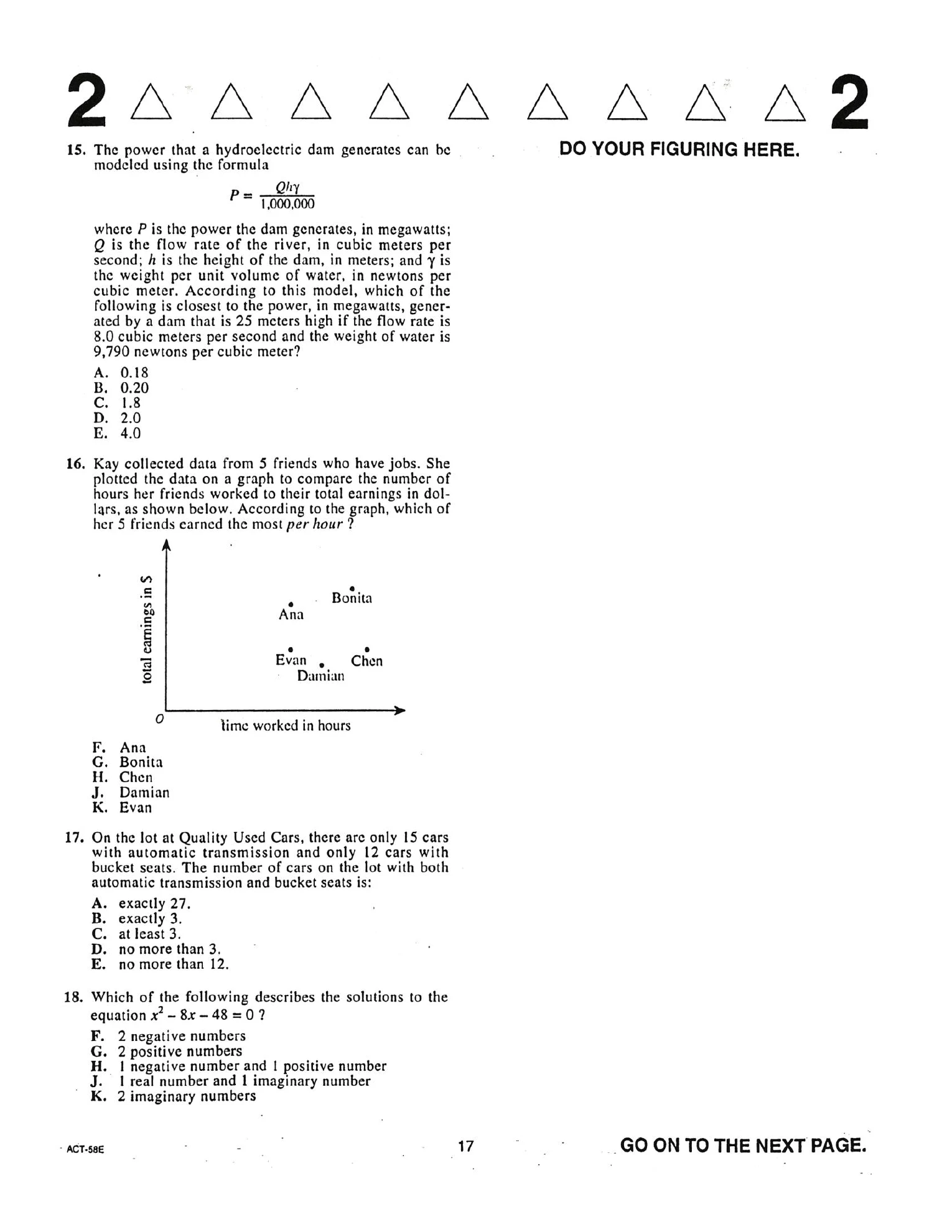 Source page for act-december-2001-form-58e-math-014
