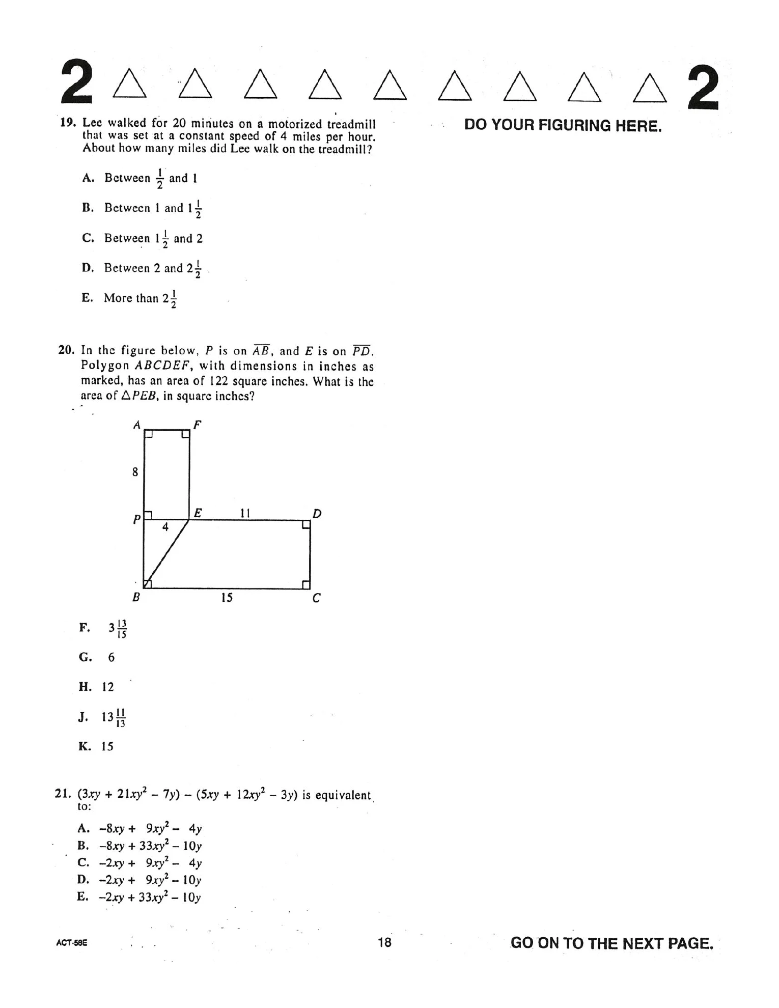 Source page for act-december-2001-form-58e-math-020