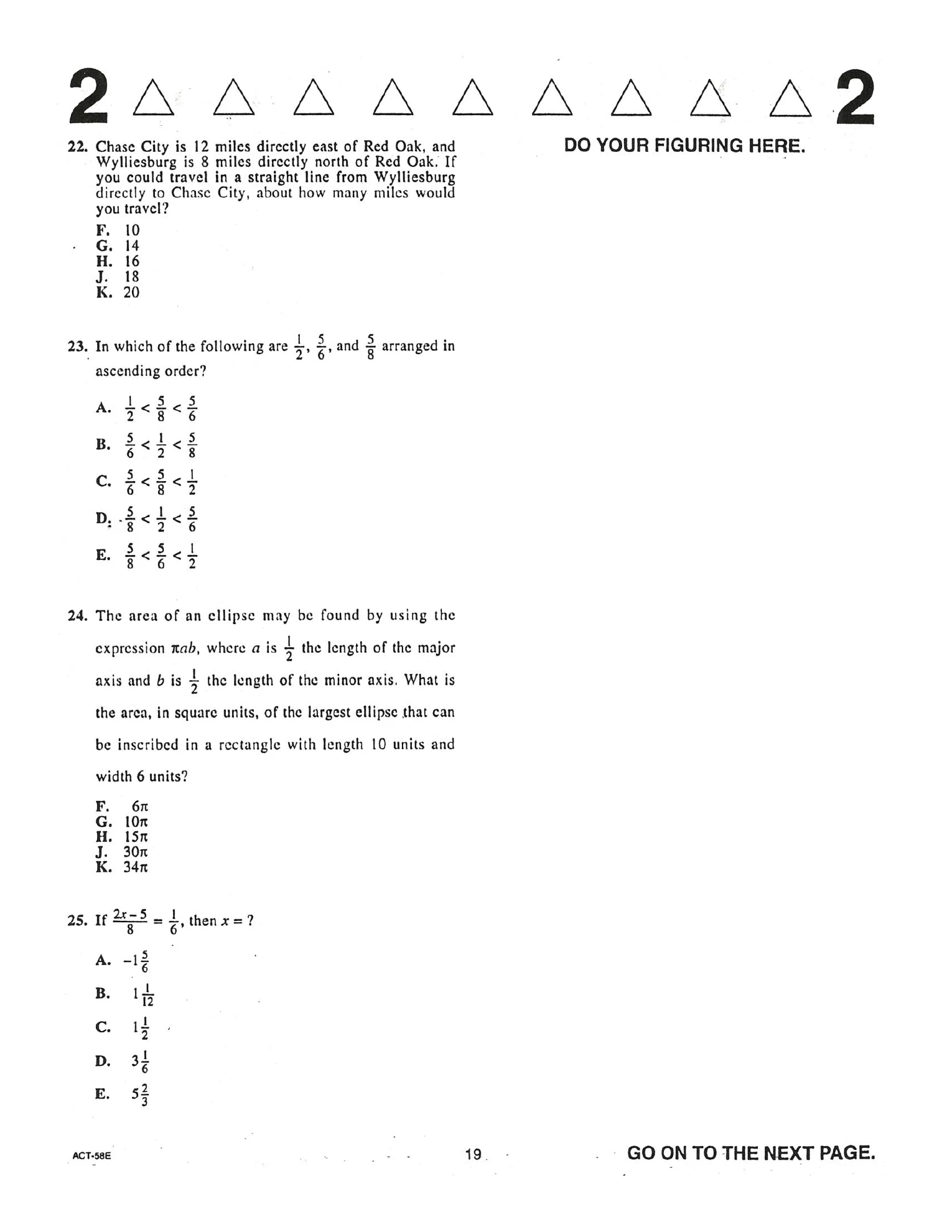 Source page for act-december-2001-form-58e-math-001