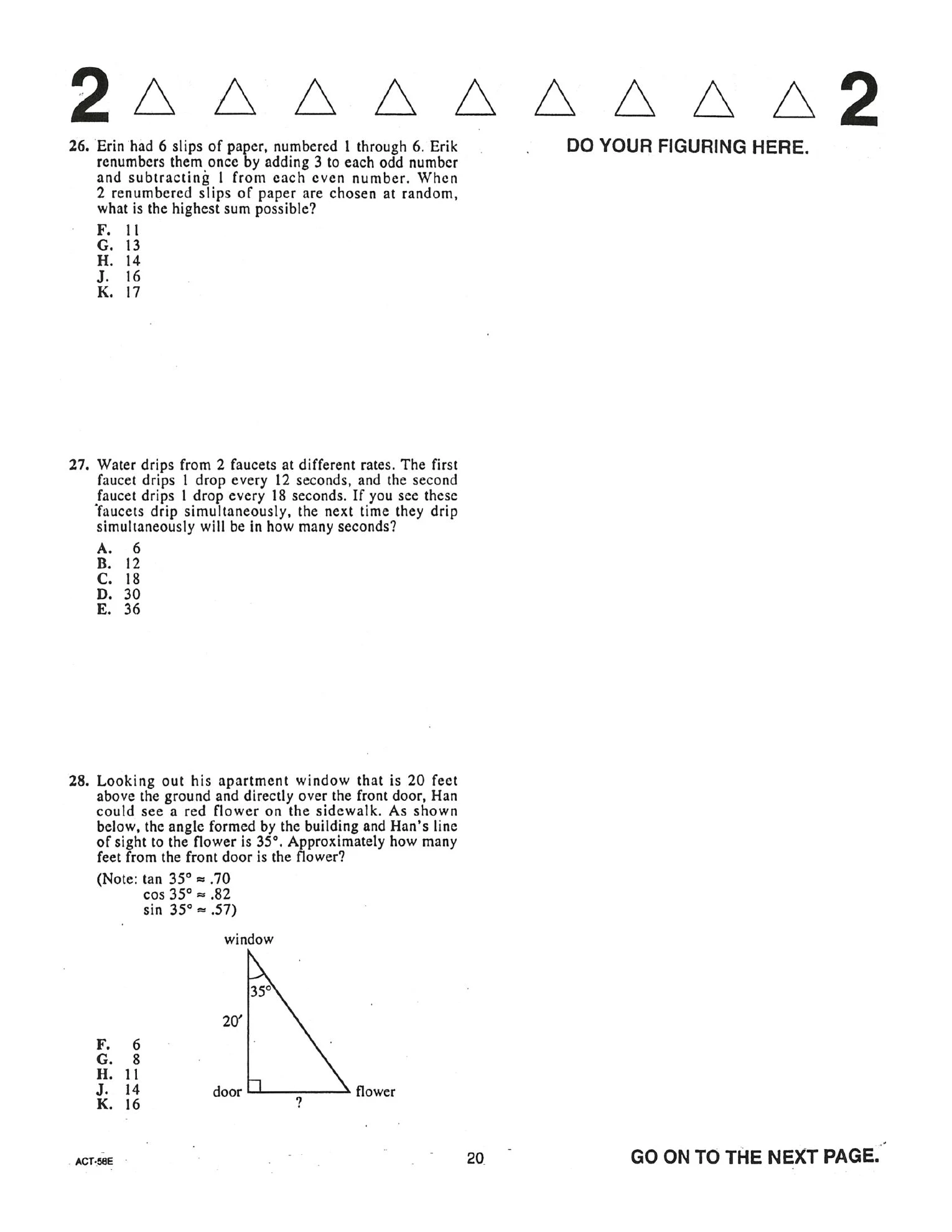 Source page for act-december-2001-form-58e-math-027