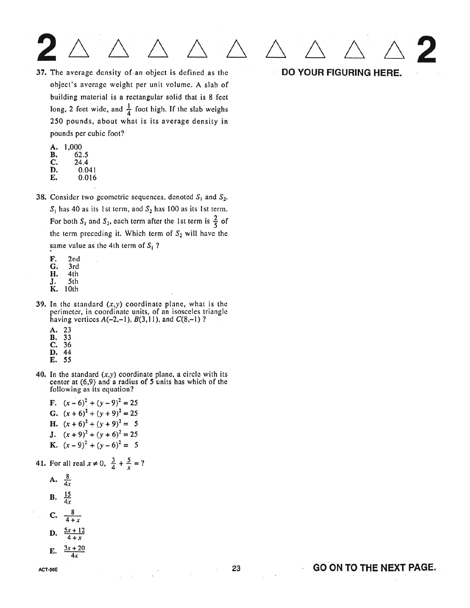 Source page for act-december-2001-form-58e-math-037