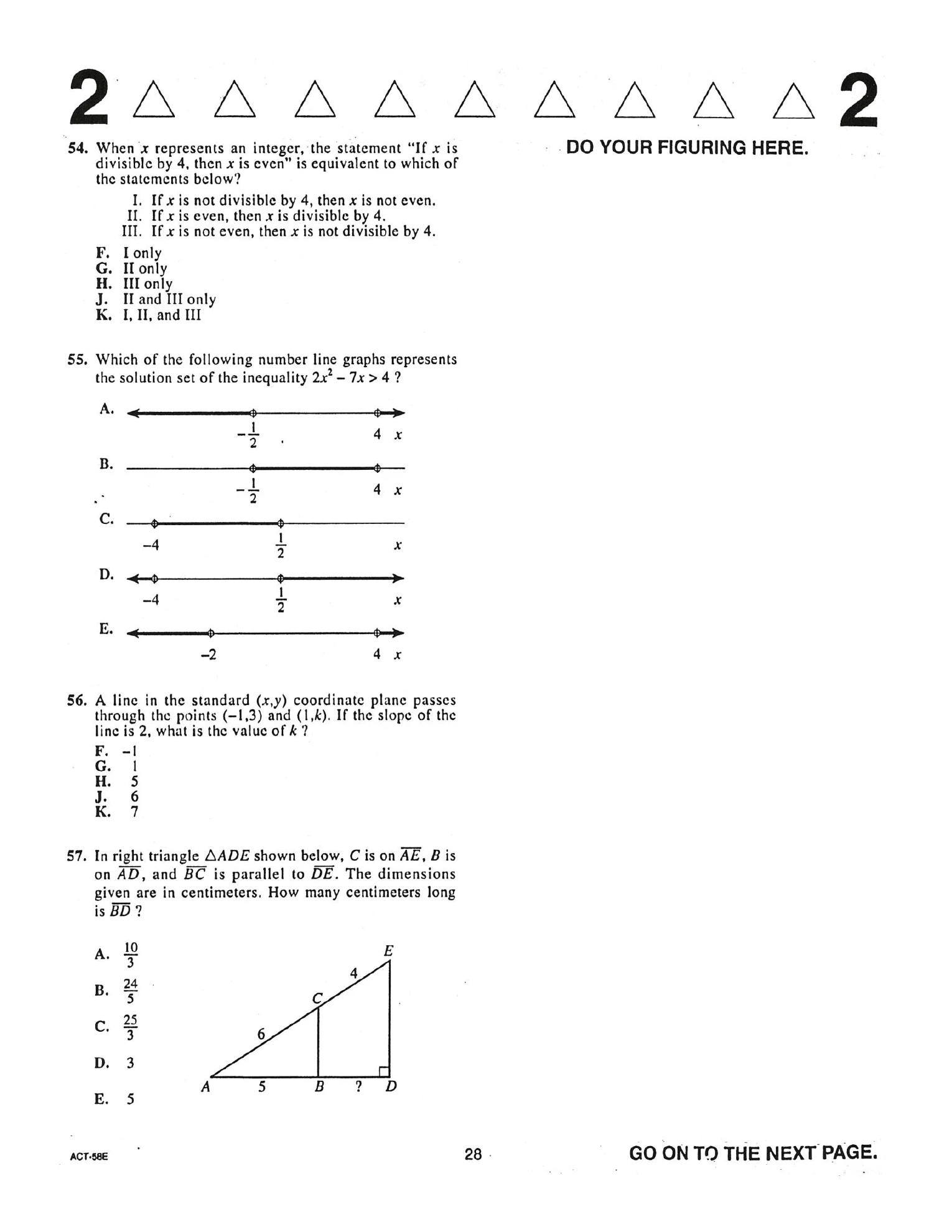 Source page for act-december-2001-form-58e-math-055