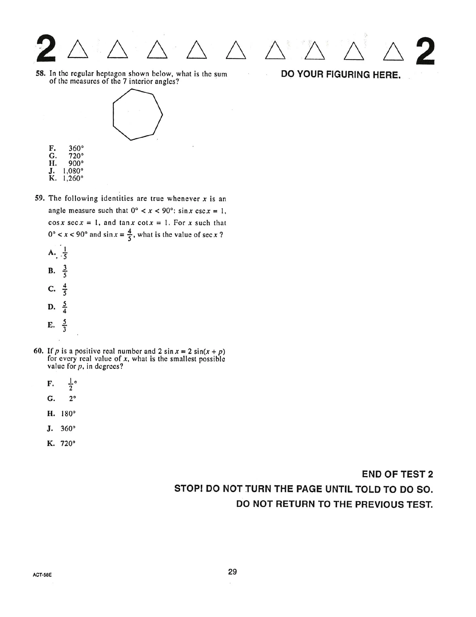 Source page for act-december-2001-form-58e-math-058