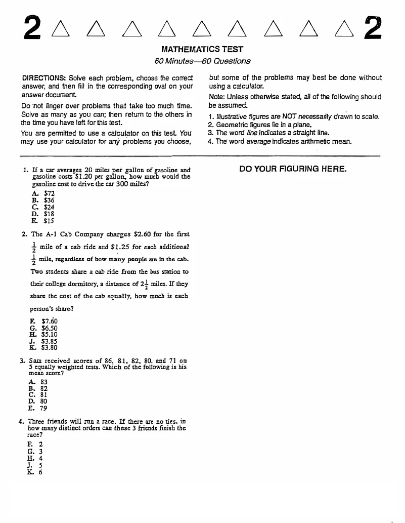 Source page for act-december-2003-form-61e-math-001