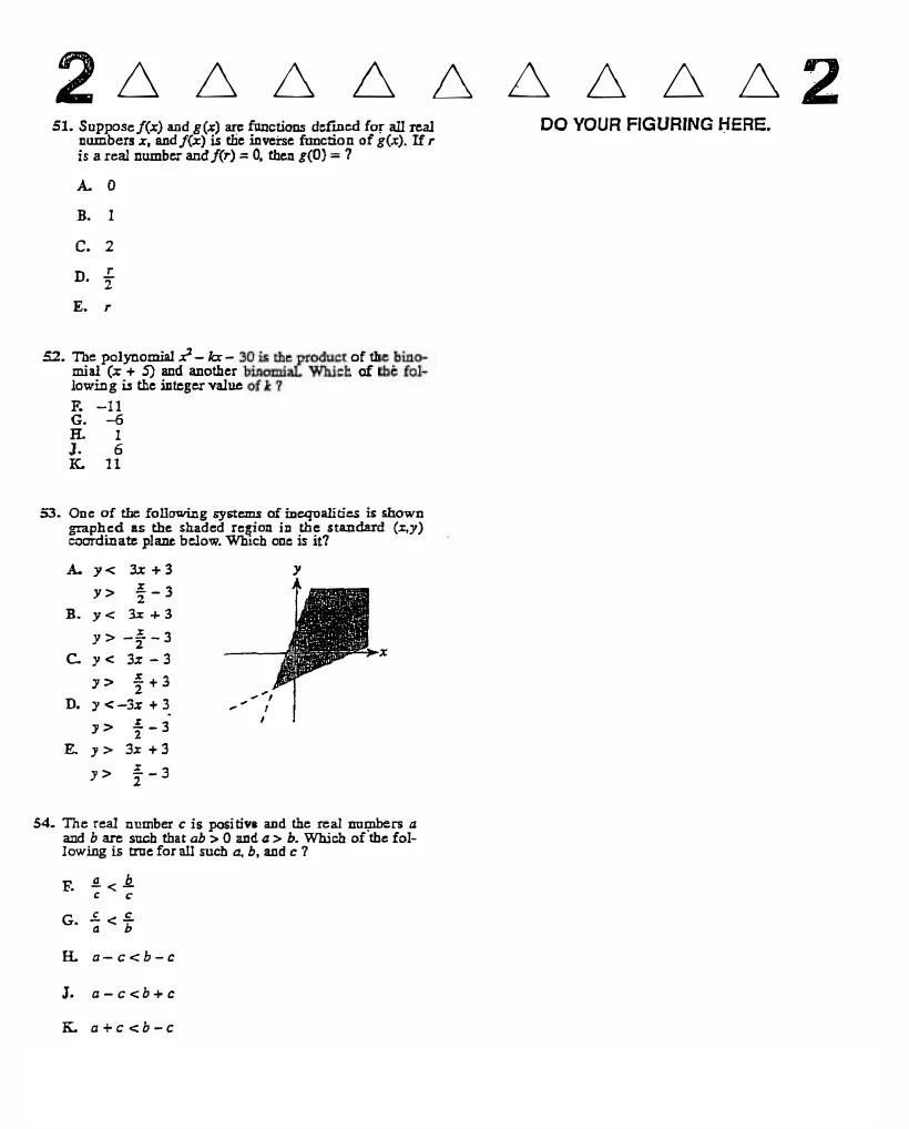 Source page for act-december-2003-form-61e-math-052