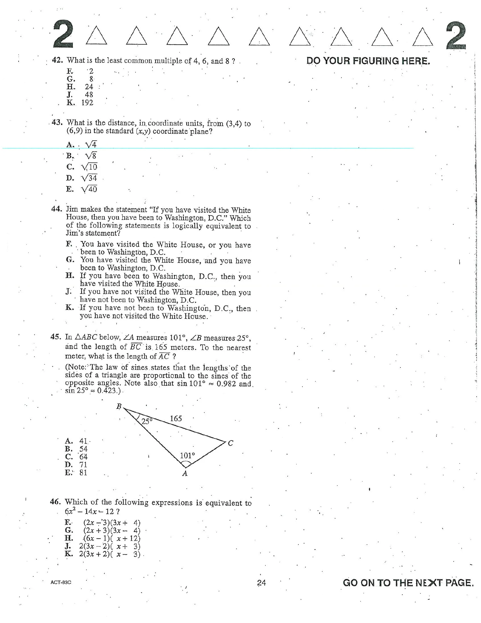 Source page for act-december-2005-form-63c-math-042