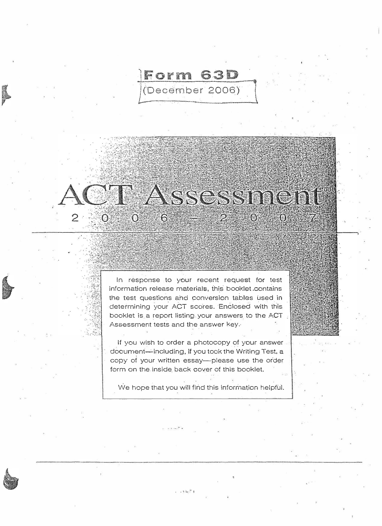 Source page for act-december-2006-form-63d-math-001