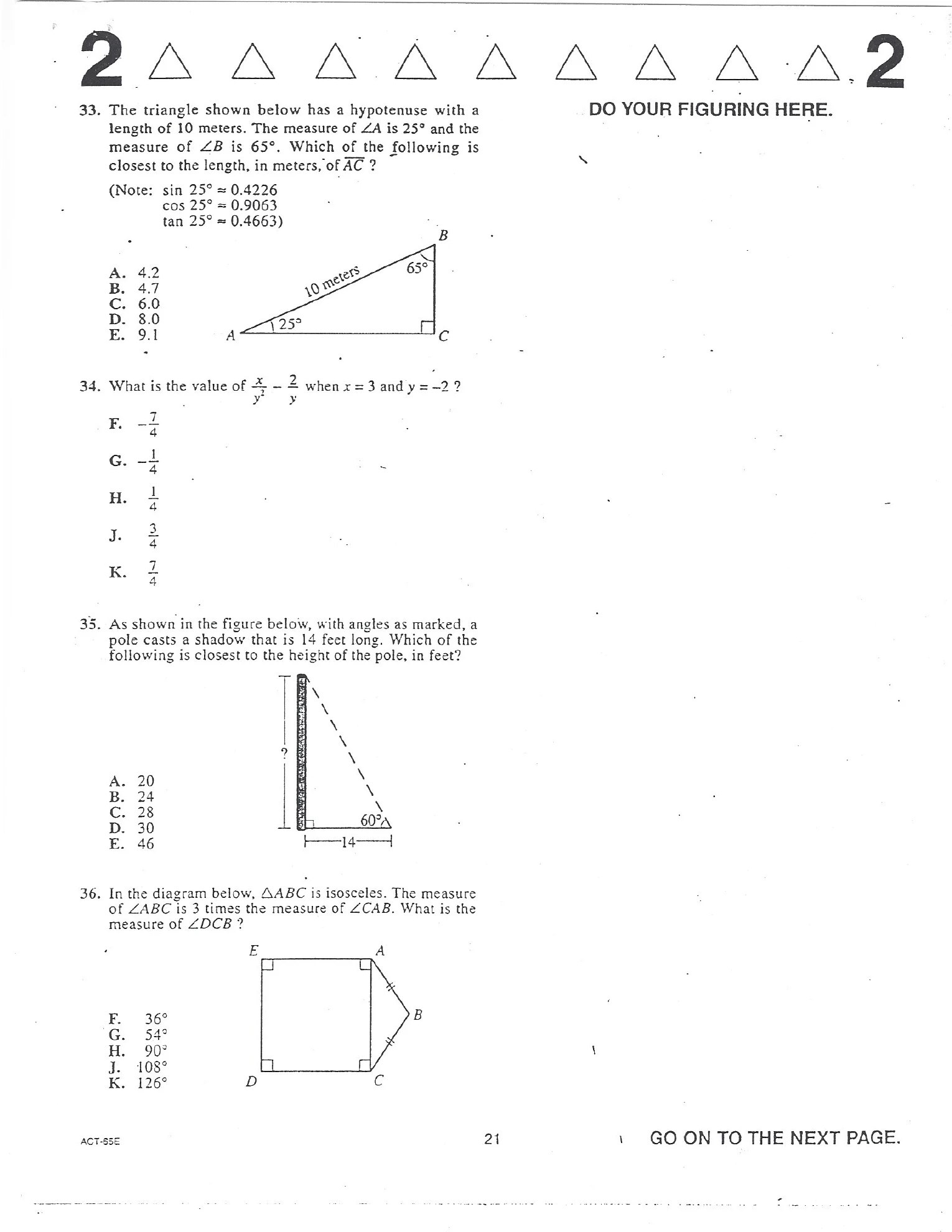 Source page for act-december-2007-form-65e-math-033