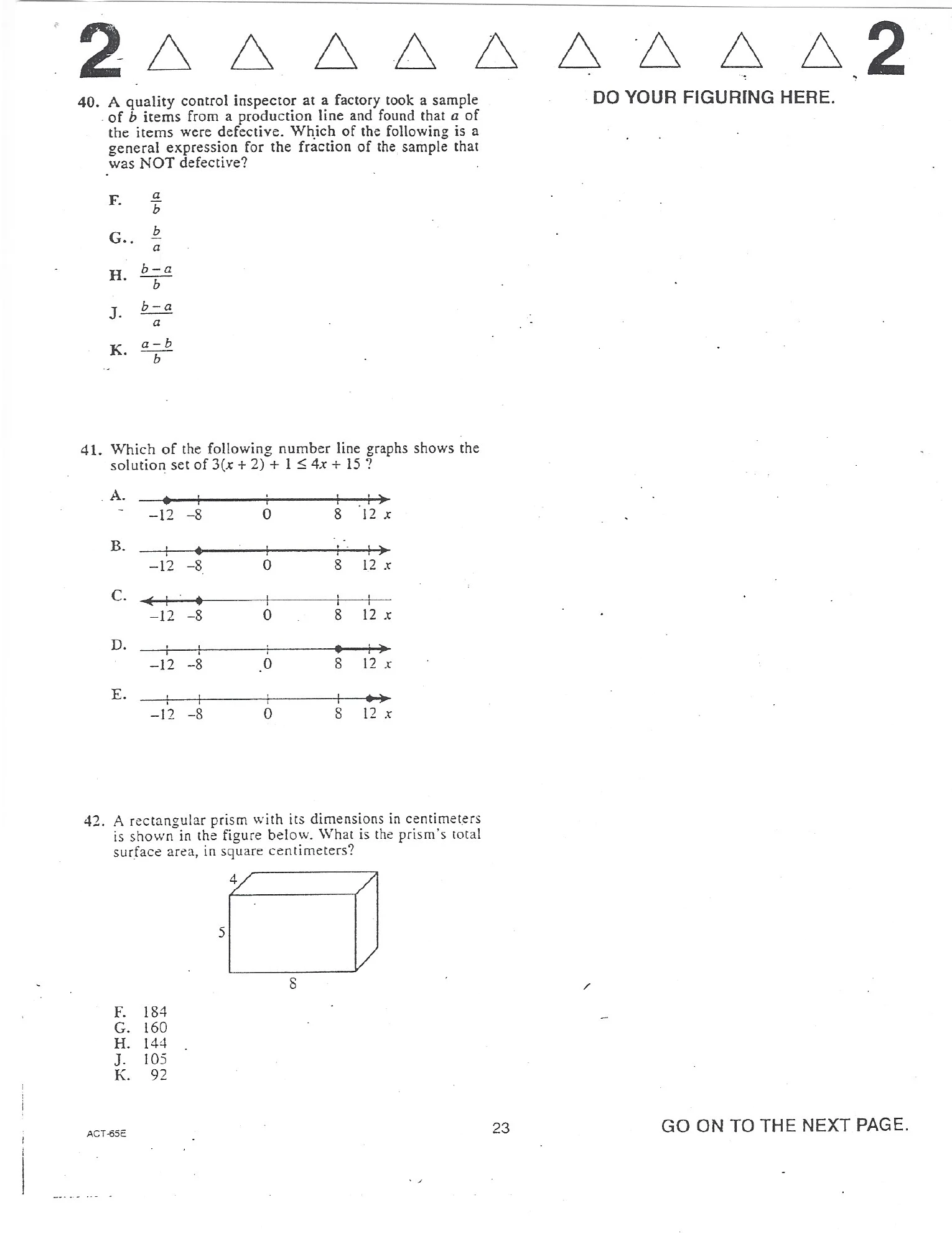 Source page for act-december-2007-form-65e-math-040
