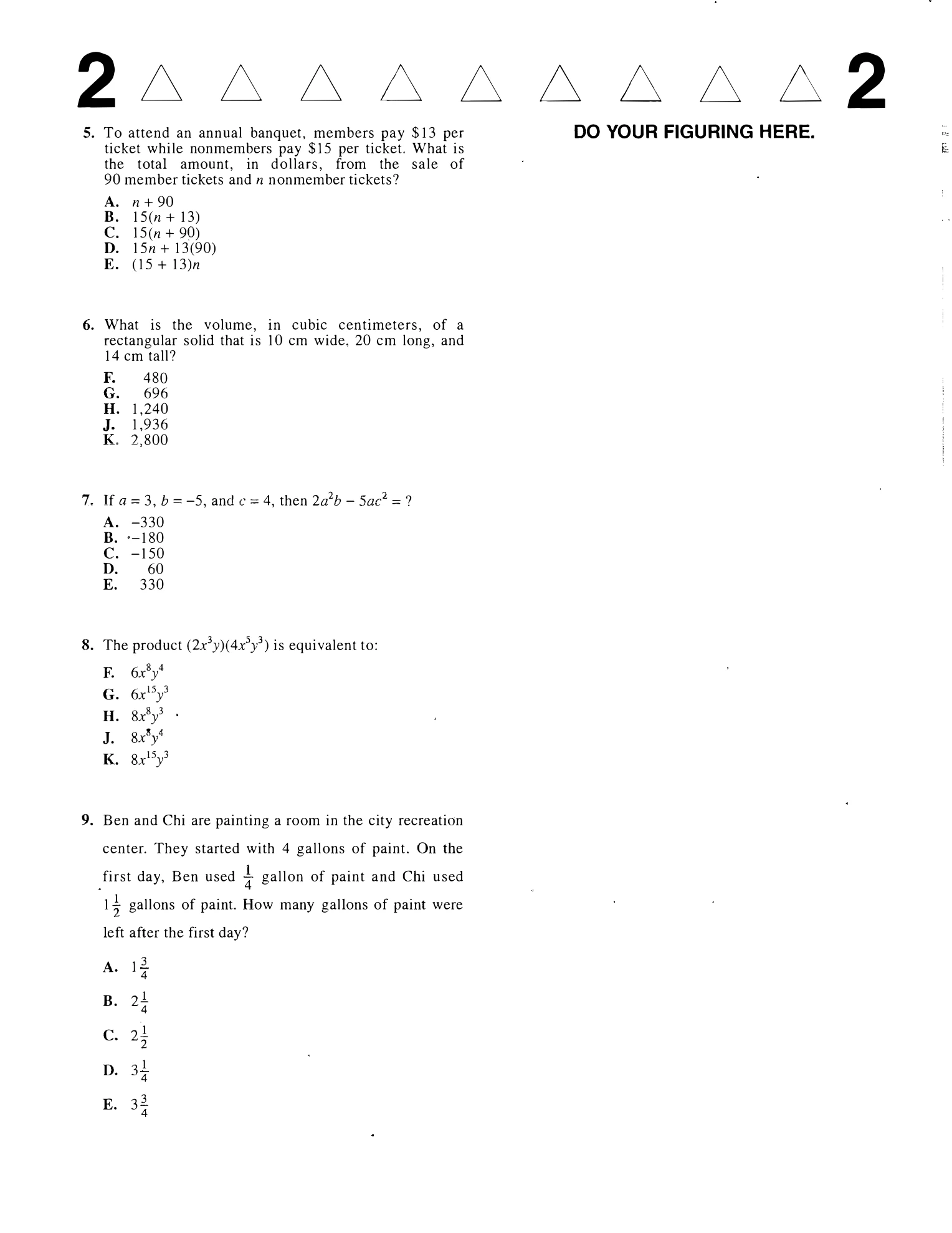 Source page for act-december-2011-form-70a-math-006