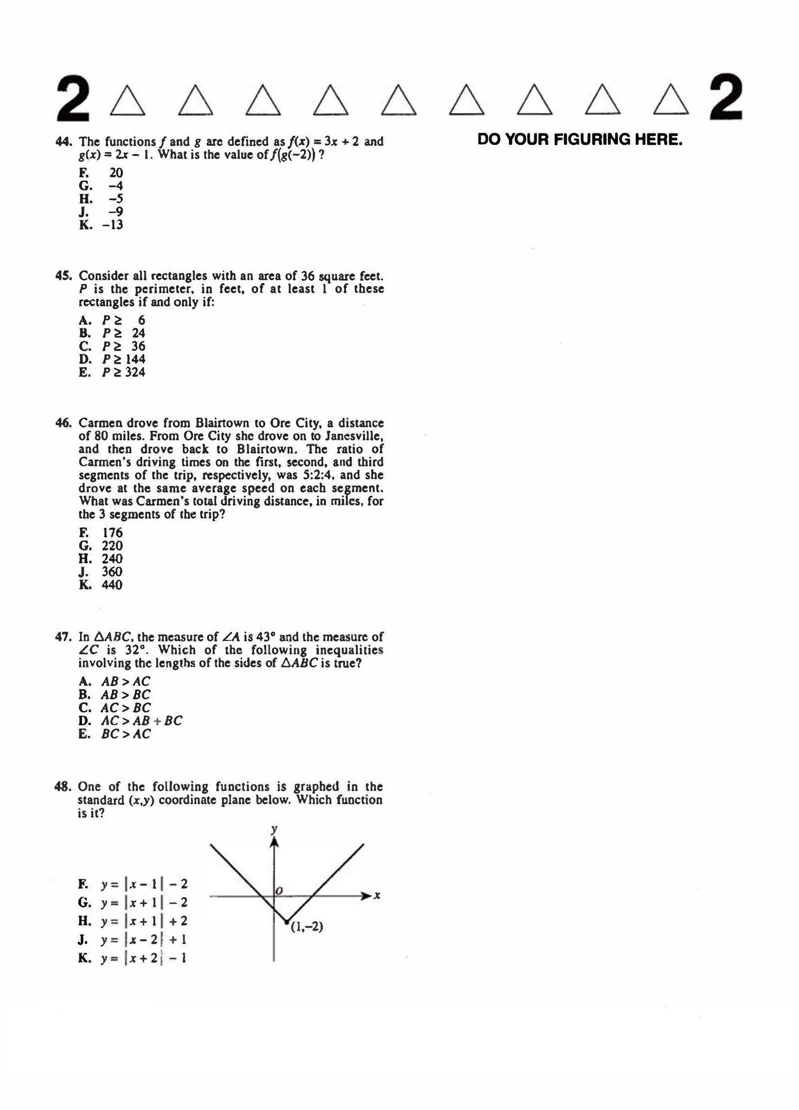 Source page for act-december-2012-form-71a-math-044