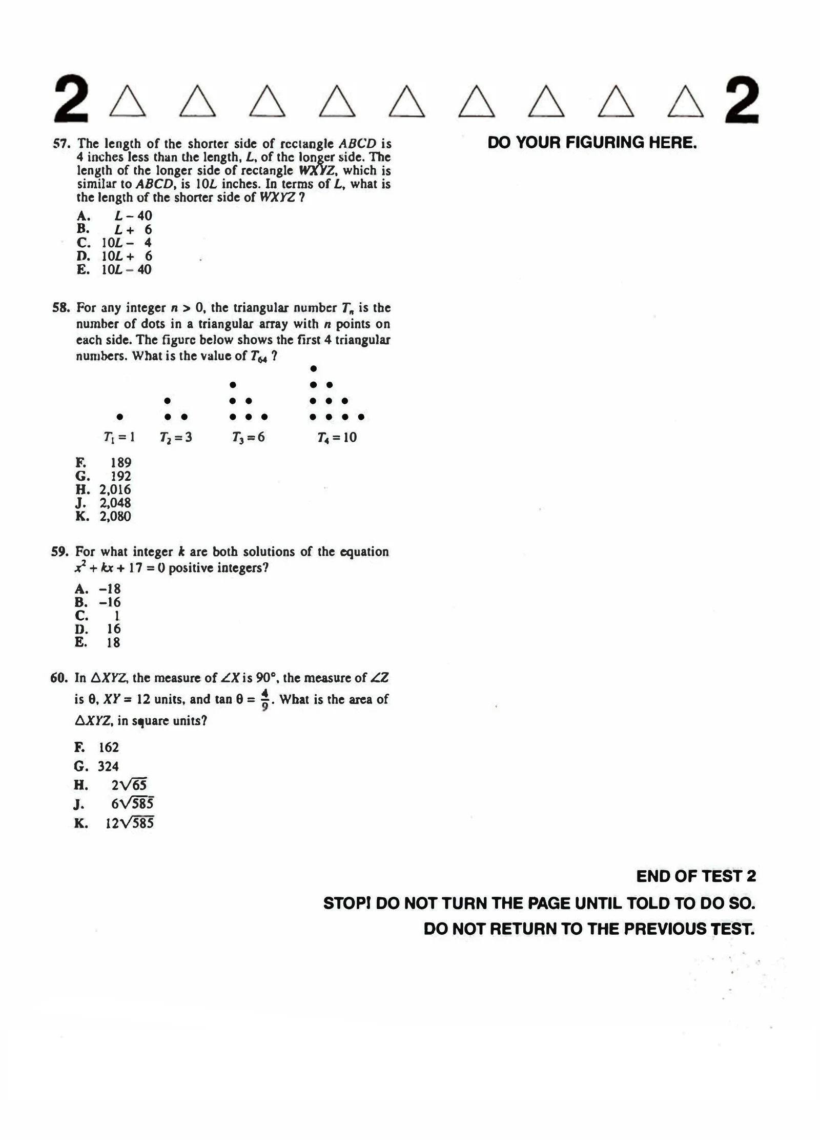 Source page for act-december-2012-form-71a-math-056