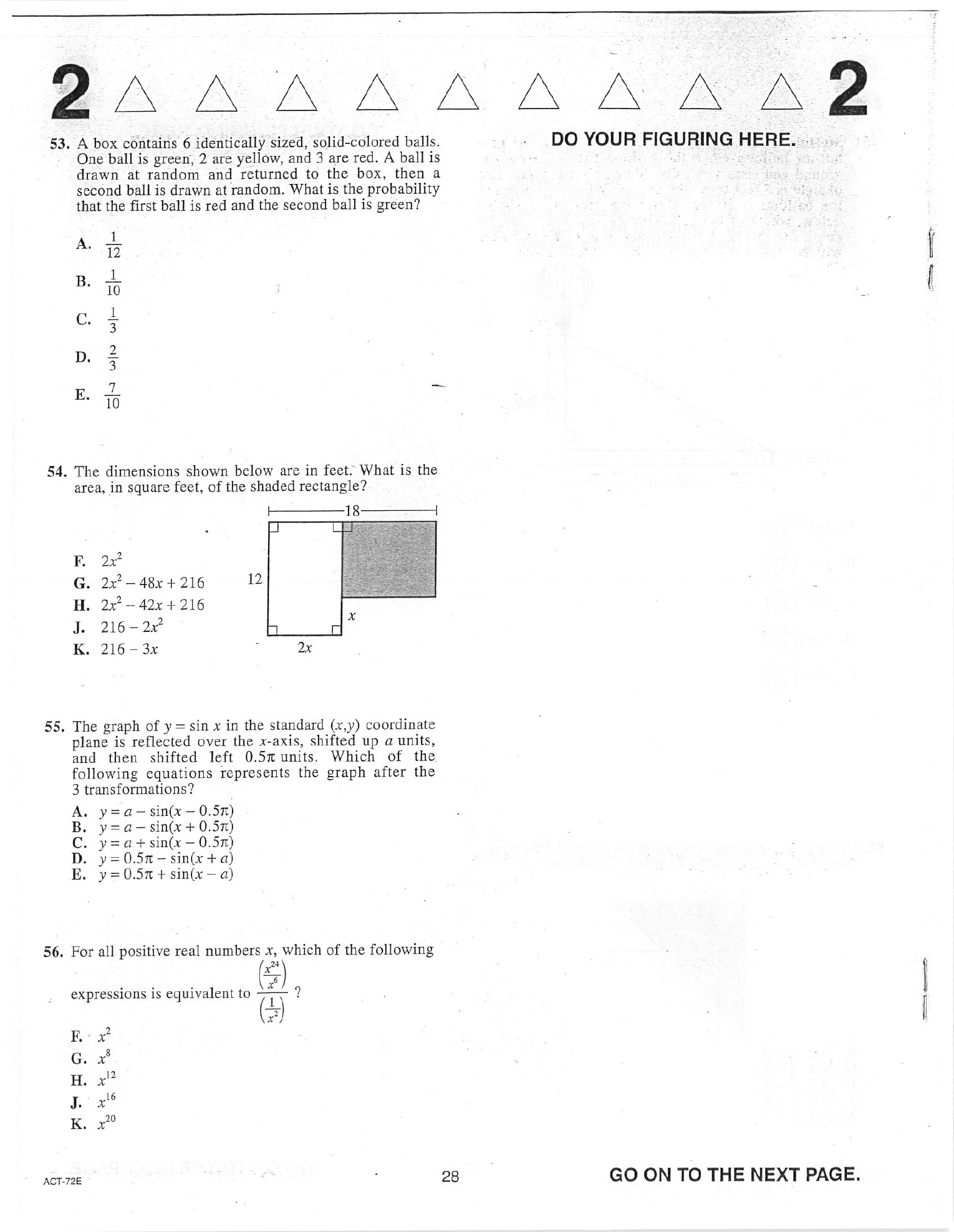 Source page for act-december-2015-form-72e-math-053