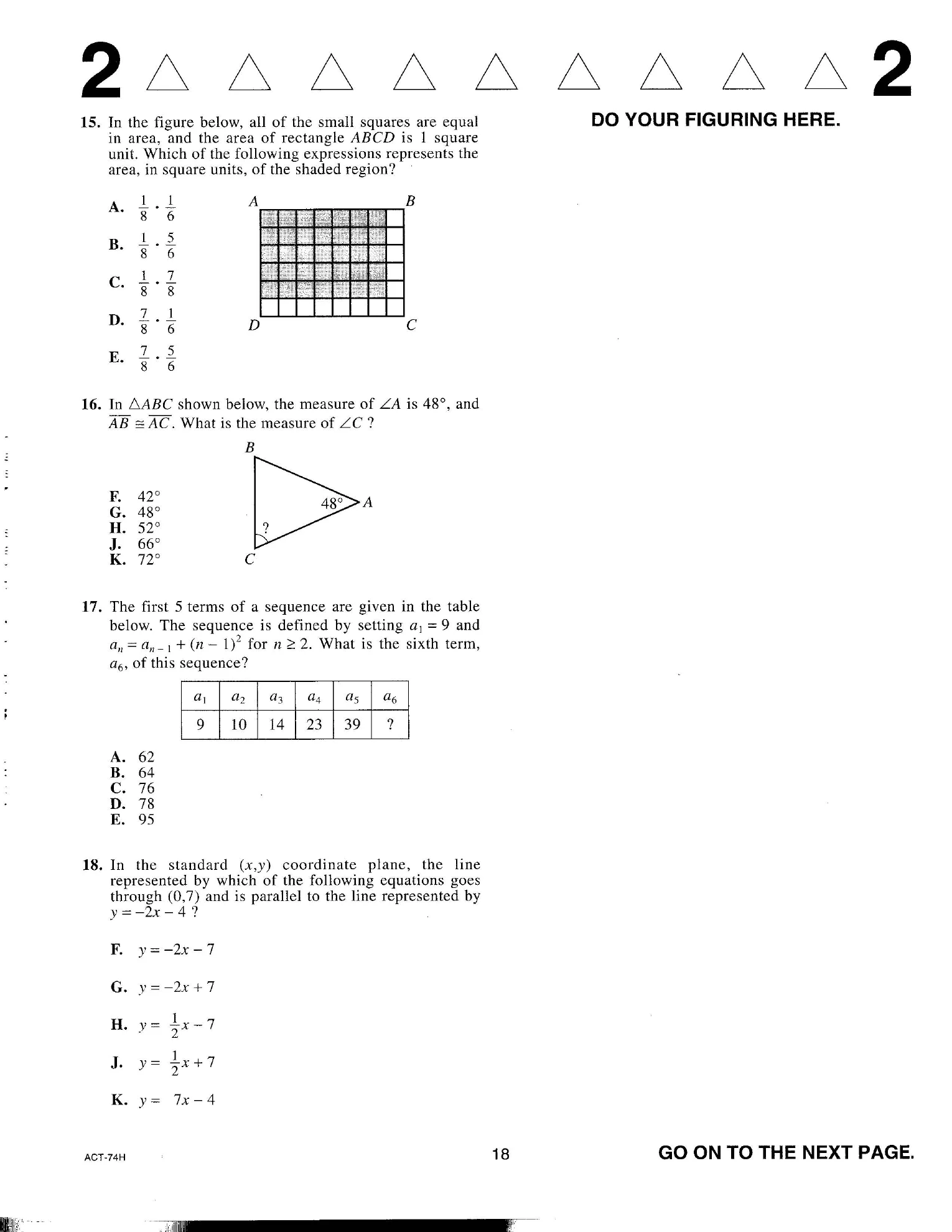 Source page for act-december-2016-form-74h-math-015
