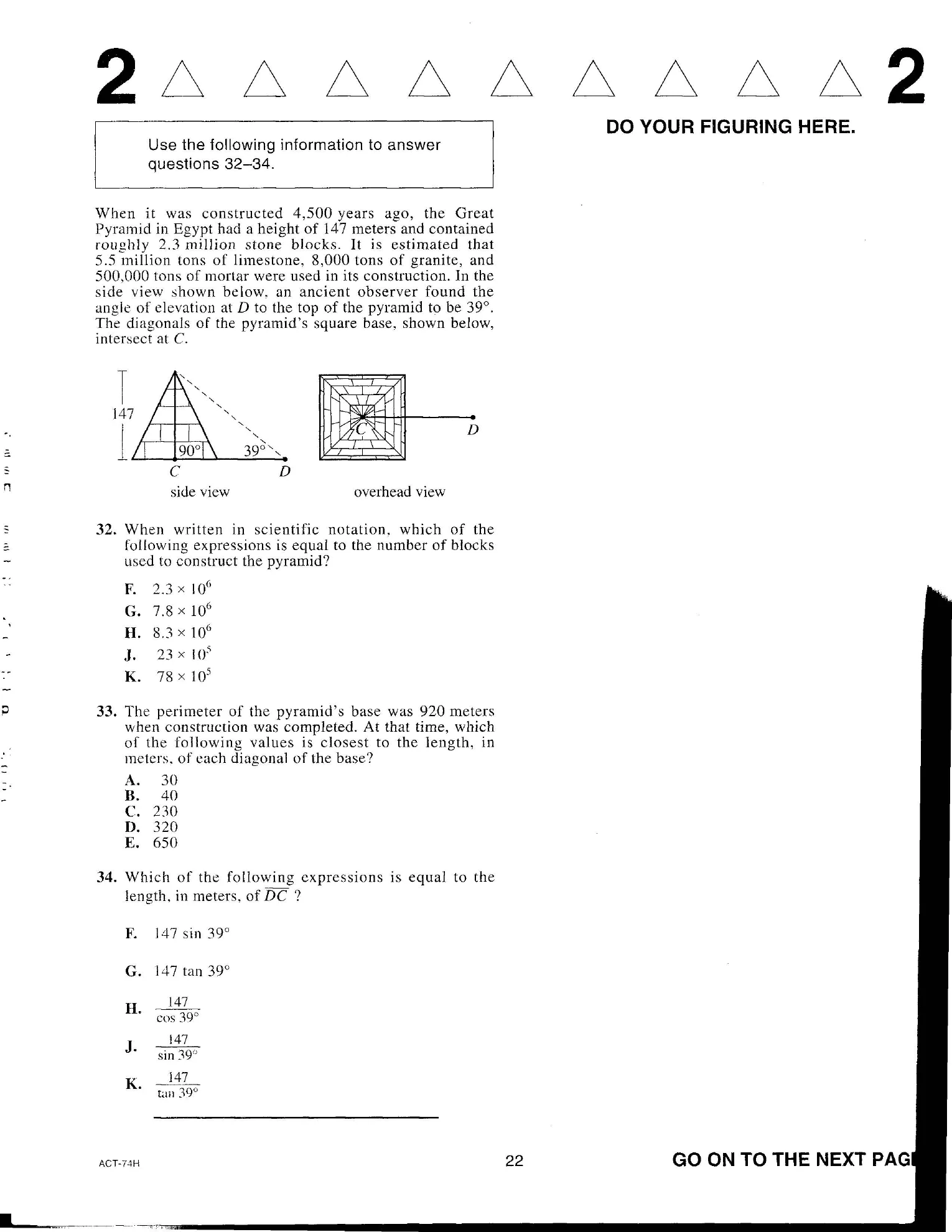 Source page for act-december-2016-form-74h-math-032