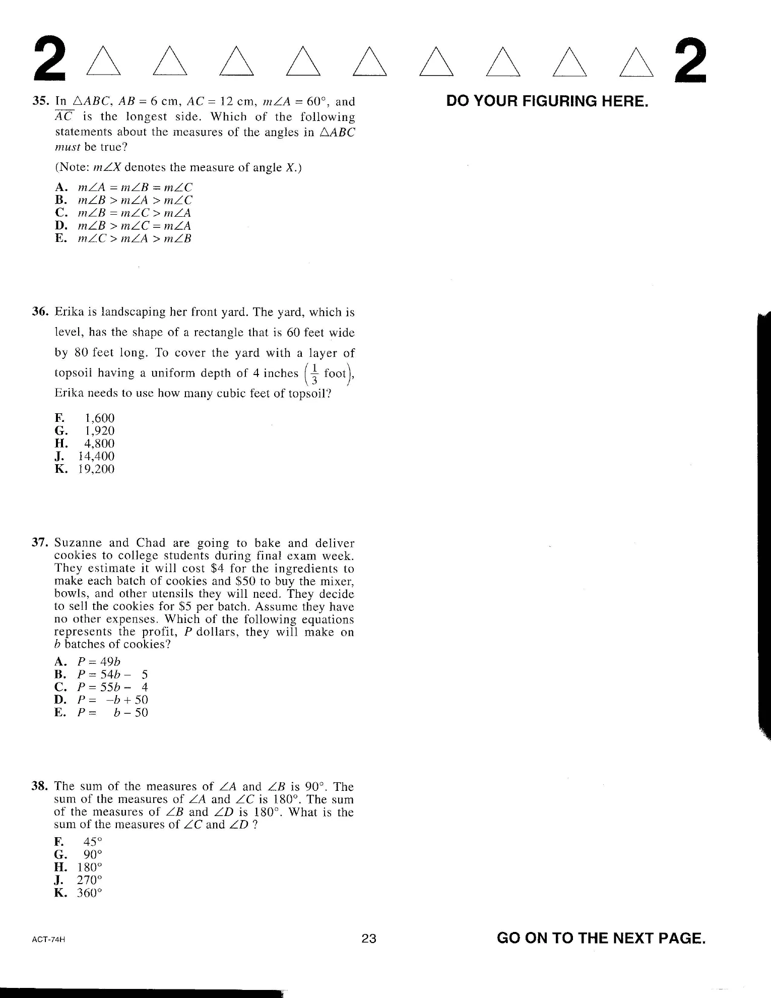 Source page for act-december-2016-form-74h-math-001