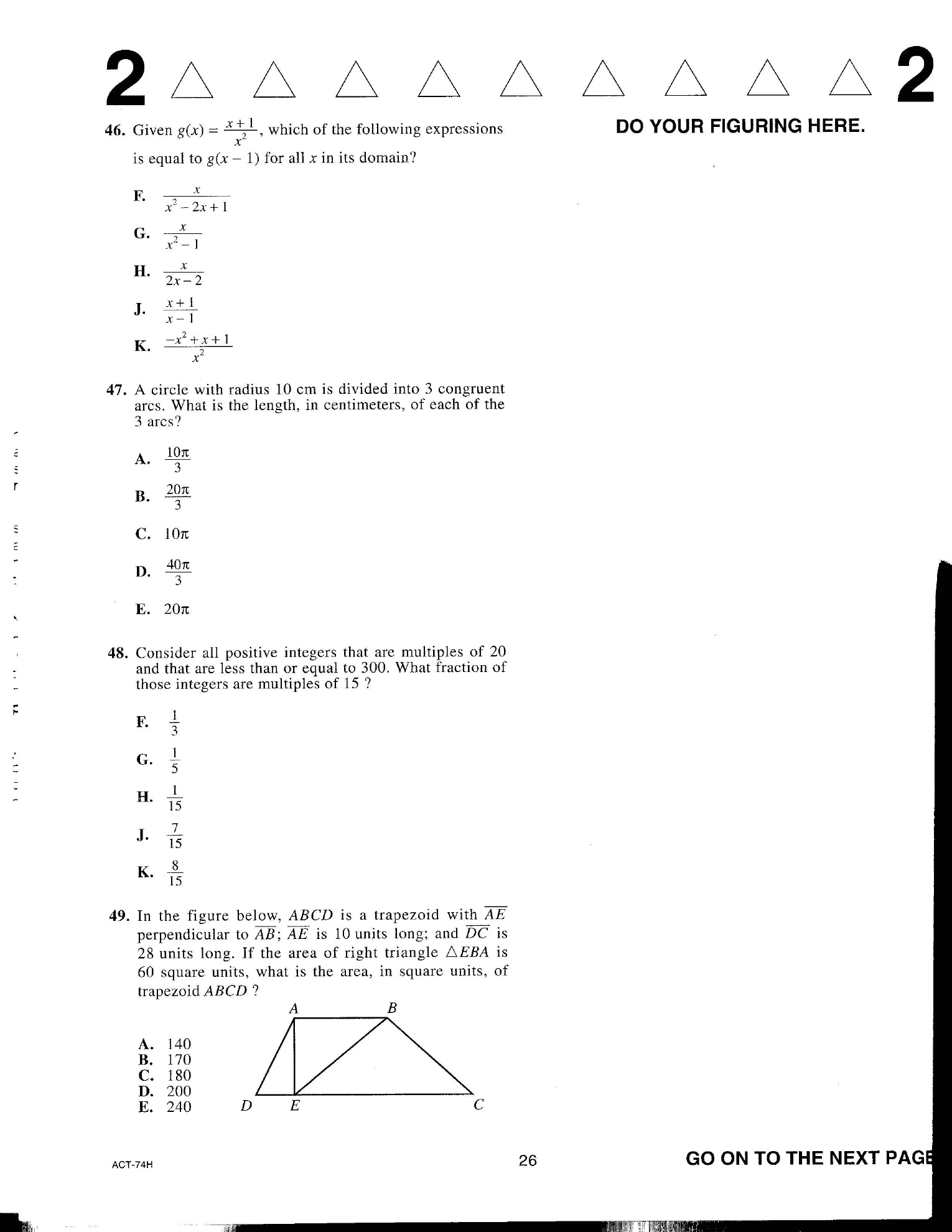 Source page for act-december-2016-form-74h-math-046