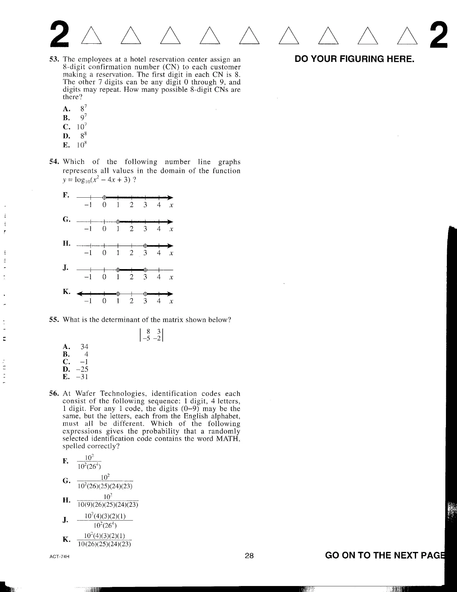 Source page for act-december-2016-form-74h-math-056