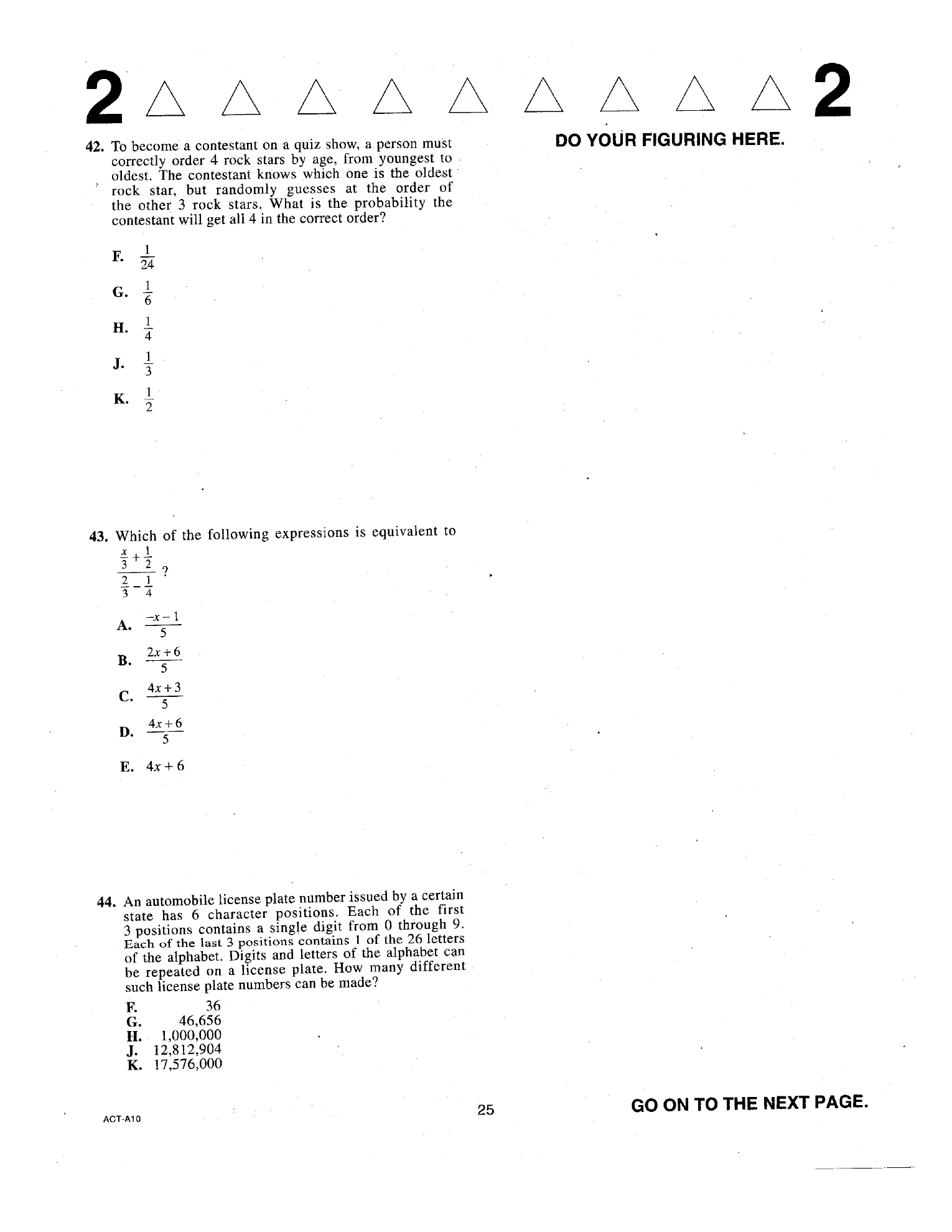 Source page for act-december-2017-form-a10-math-042