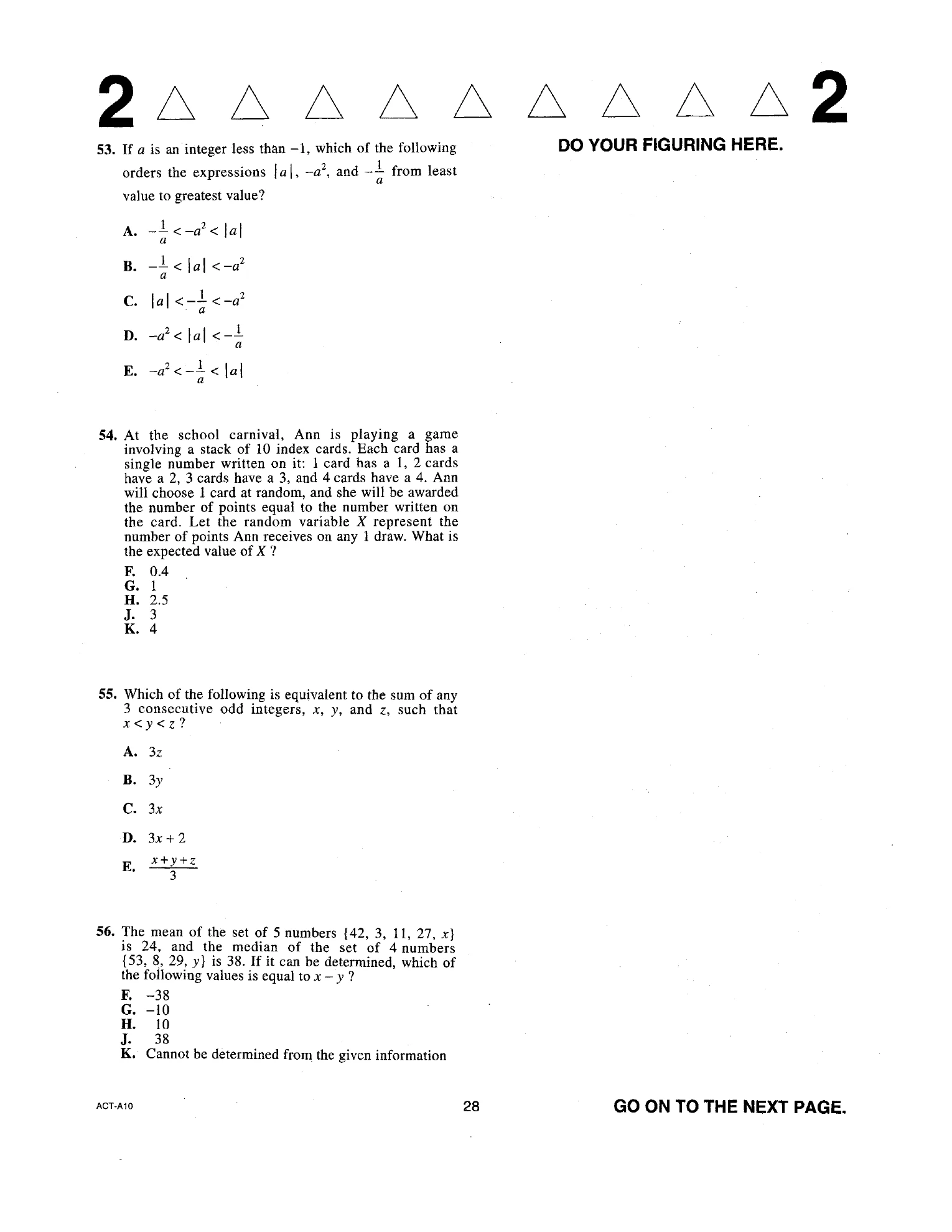 Source page for act-december-2017-form-a10-math-053