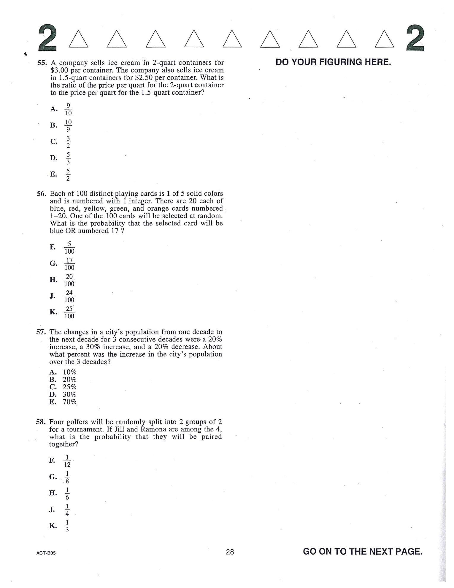 Source page for act-december-2018-form-b05-math-055