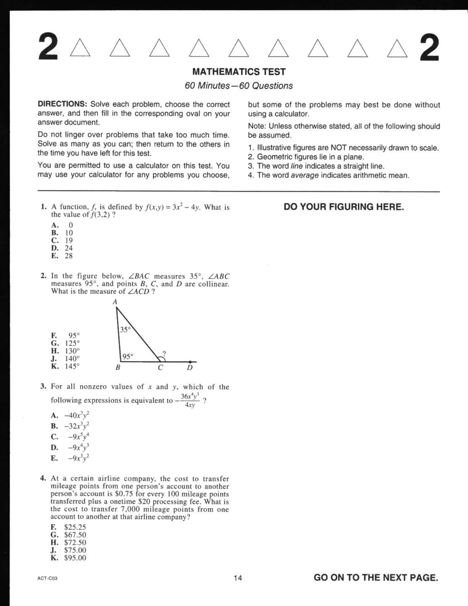 Source page for act-december-2019-form-c03-math-001