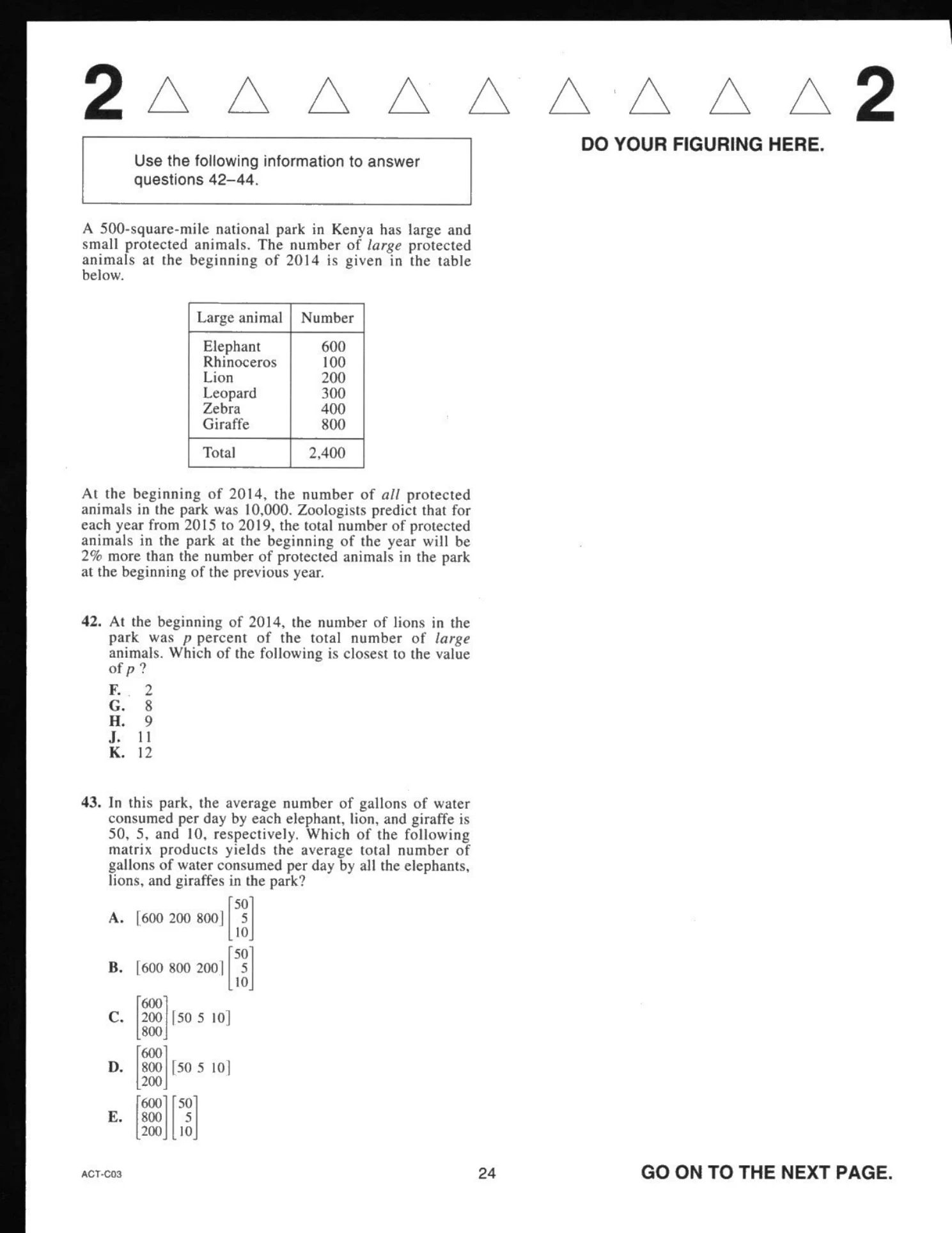 Source page for act-december-2019-form-c03-math-042