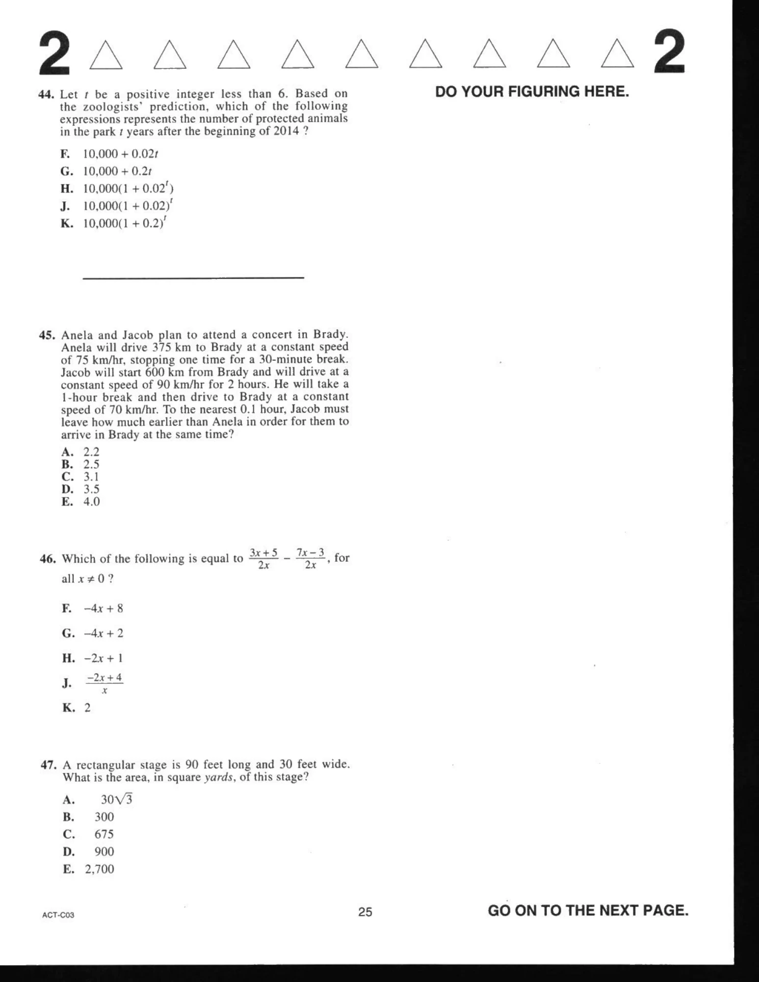 Source page for act-december-2019-form-c03-math-046